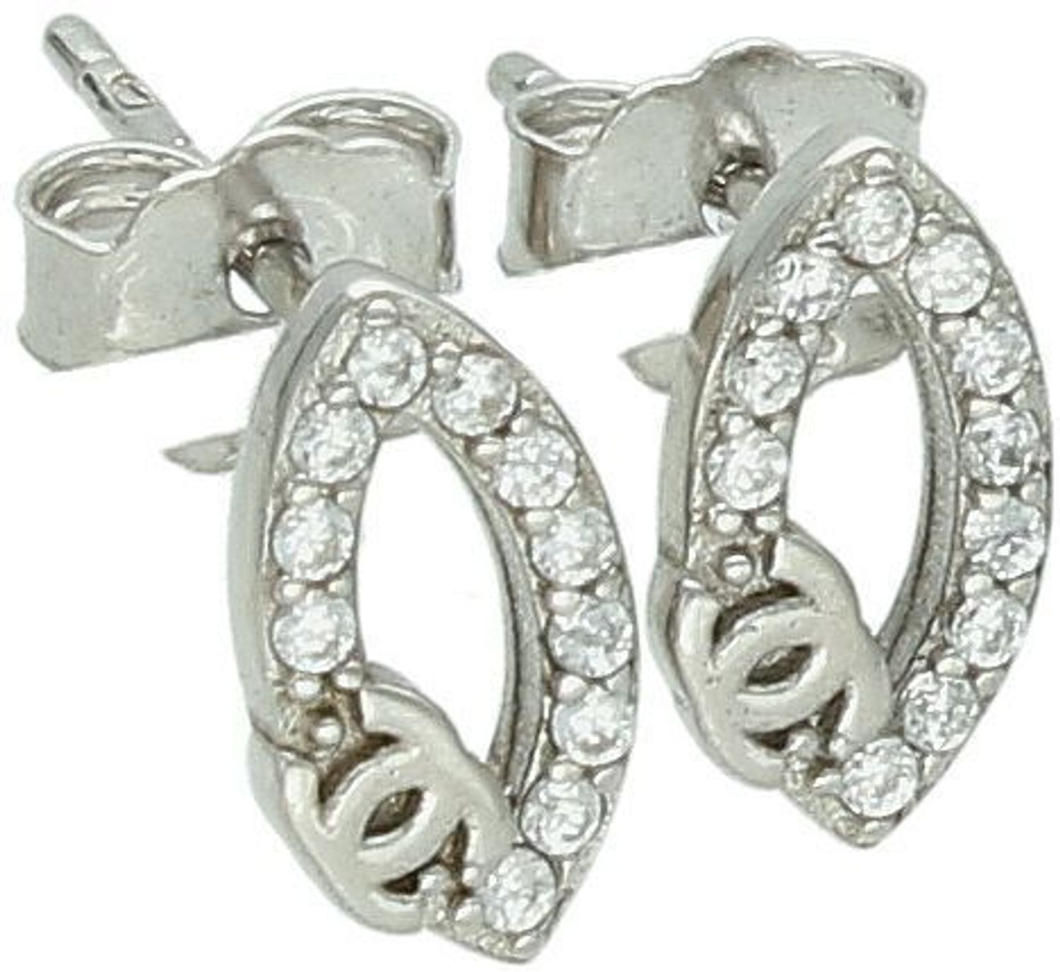 Kolczyki srebrne 925 w kształcie łezki z cyrkoniami. Wymiary 1 cm x 0,5 cm, waga ok. 1,90 g. Zapięcie na sztyft. Elegancka biżuteria do codziennych i wieczorowych stylizacji.1.jpg