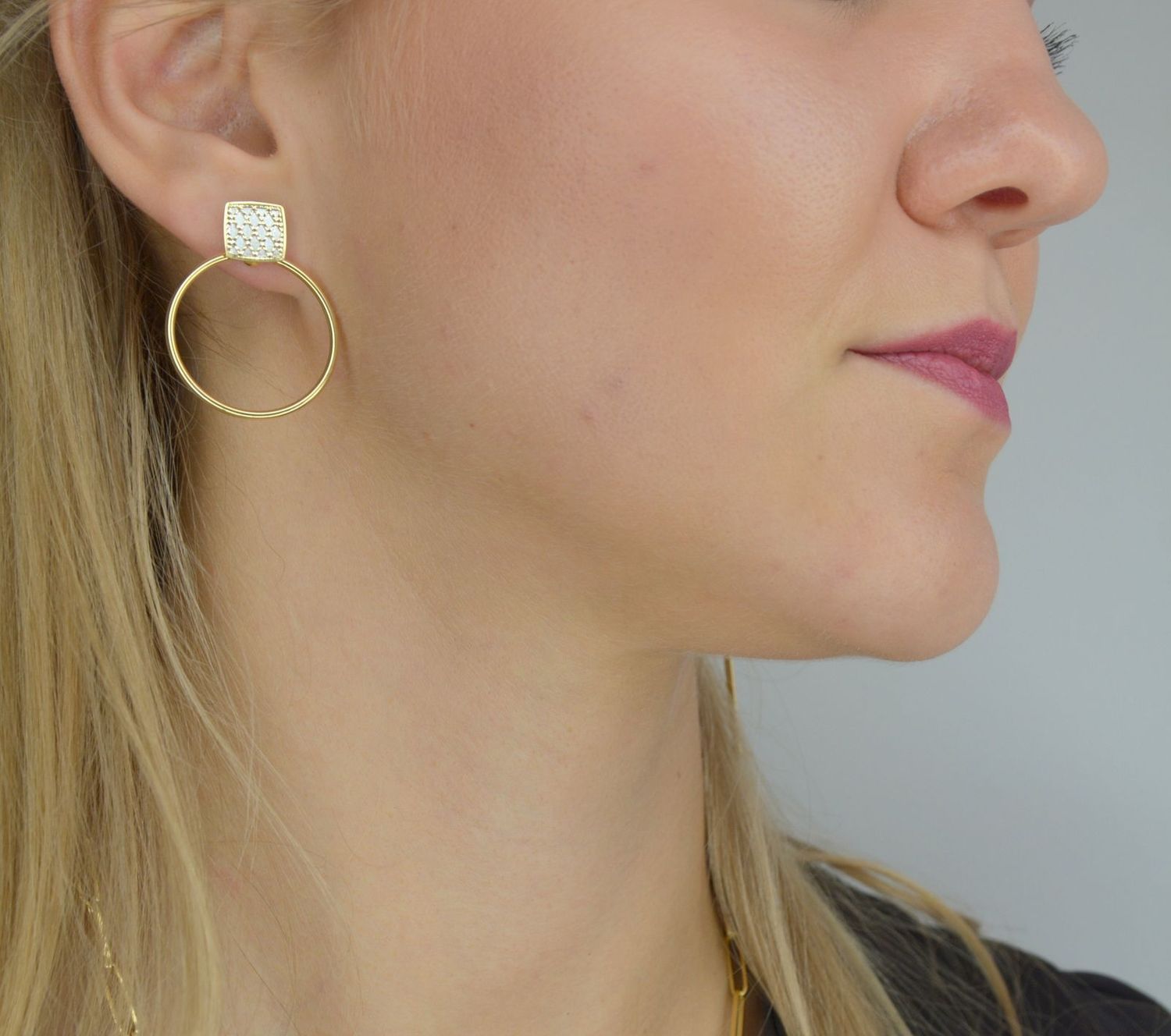 Złote kolczyki wiszące 585 'geometryczne koła' DIA-KLC-205574-585.jpg