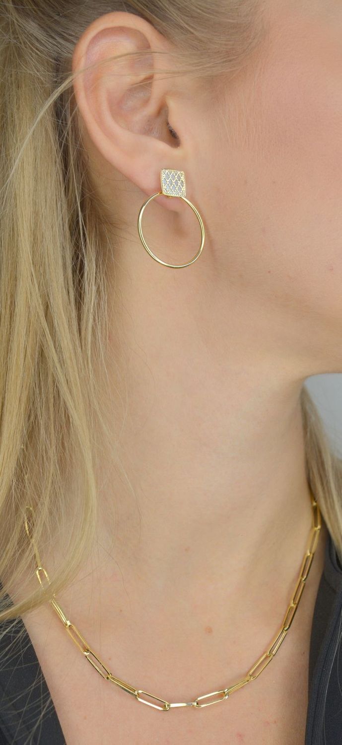 Złote kolczyki wiszące 585 'geometryczne koła' DIA-KLC-205574-585.jpg