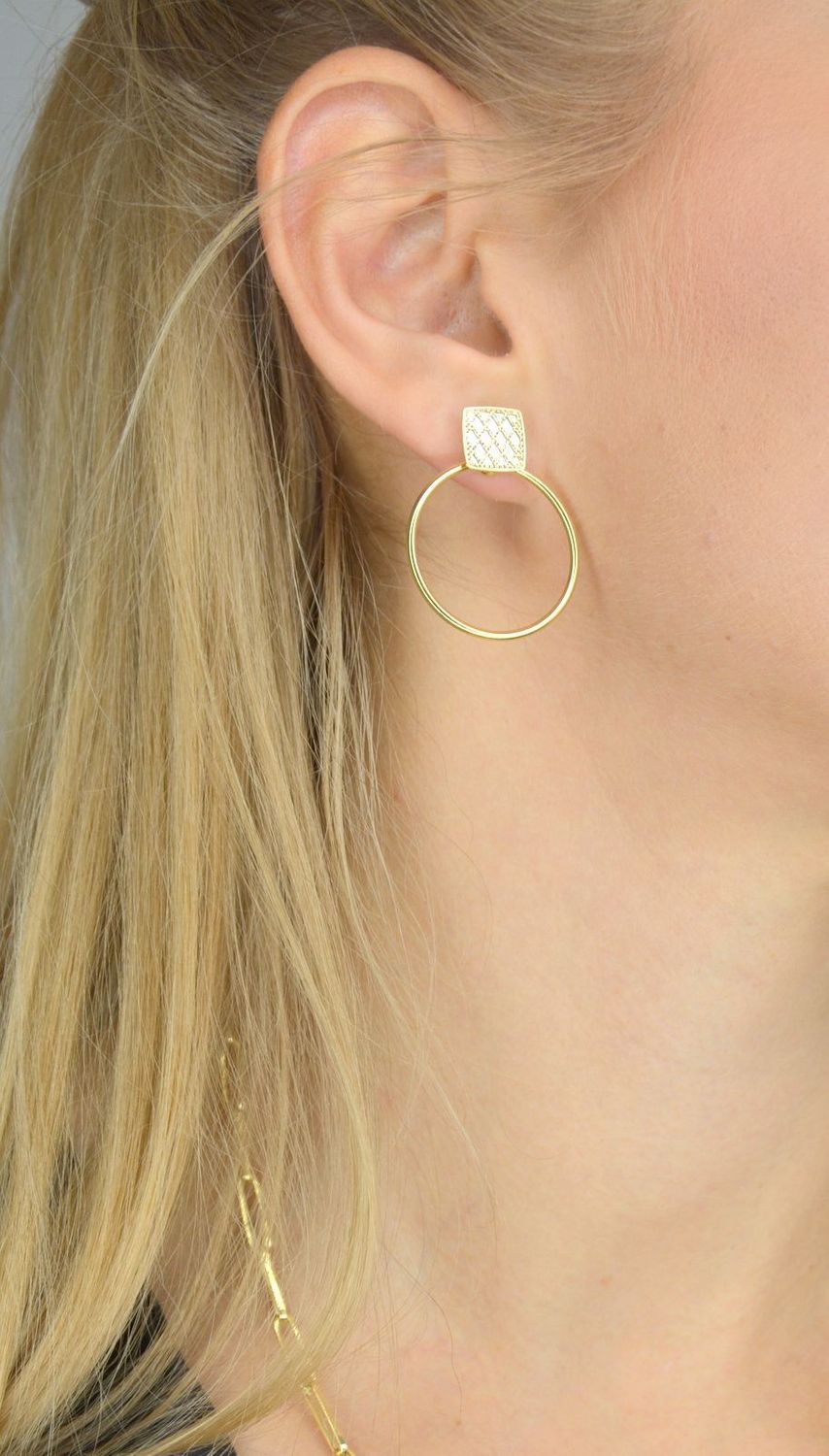 Złote kolczyki wiszące 585 'geometryczne koła' DIA-KLC-205574-585.jpg