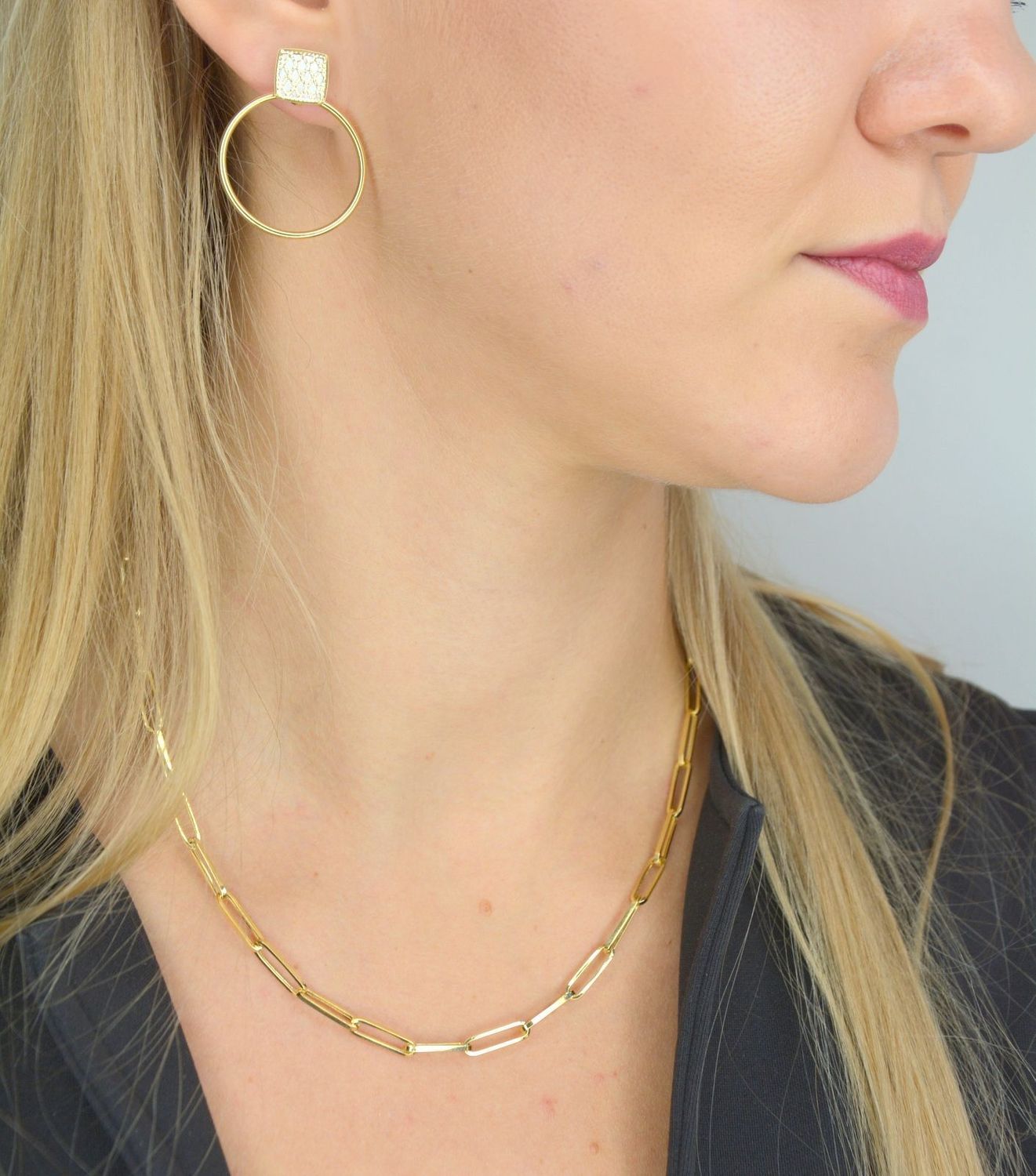 Złote kolczyki wiszące 585 'geometryczne koła' DIA-KLC-205574-585.jpg