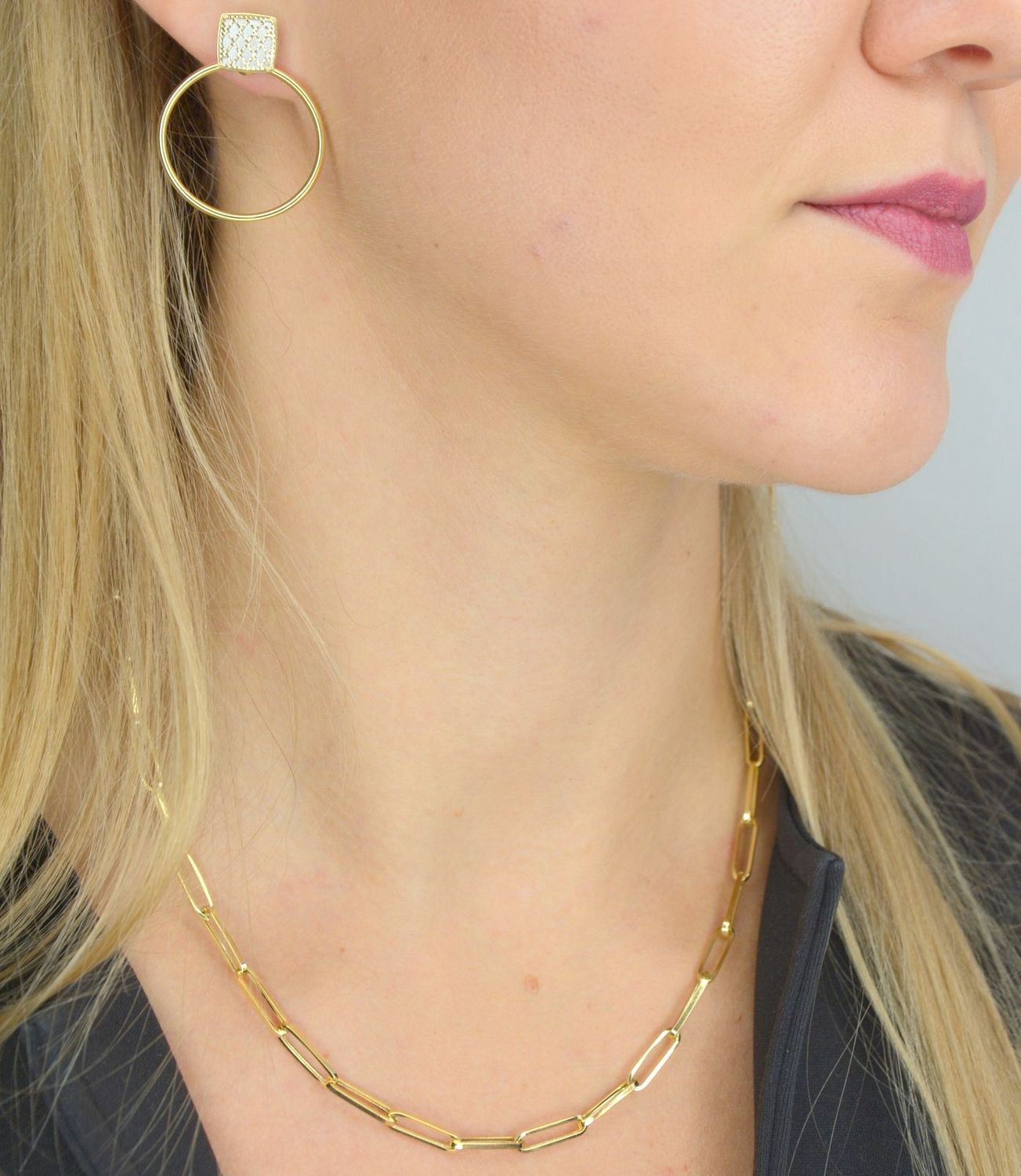 Złote kolczyki wiszące 585 'geometryczne koła' DIA-KLC-205574-585.jpg