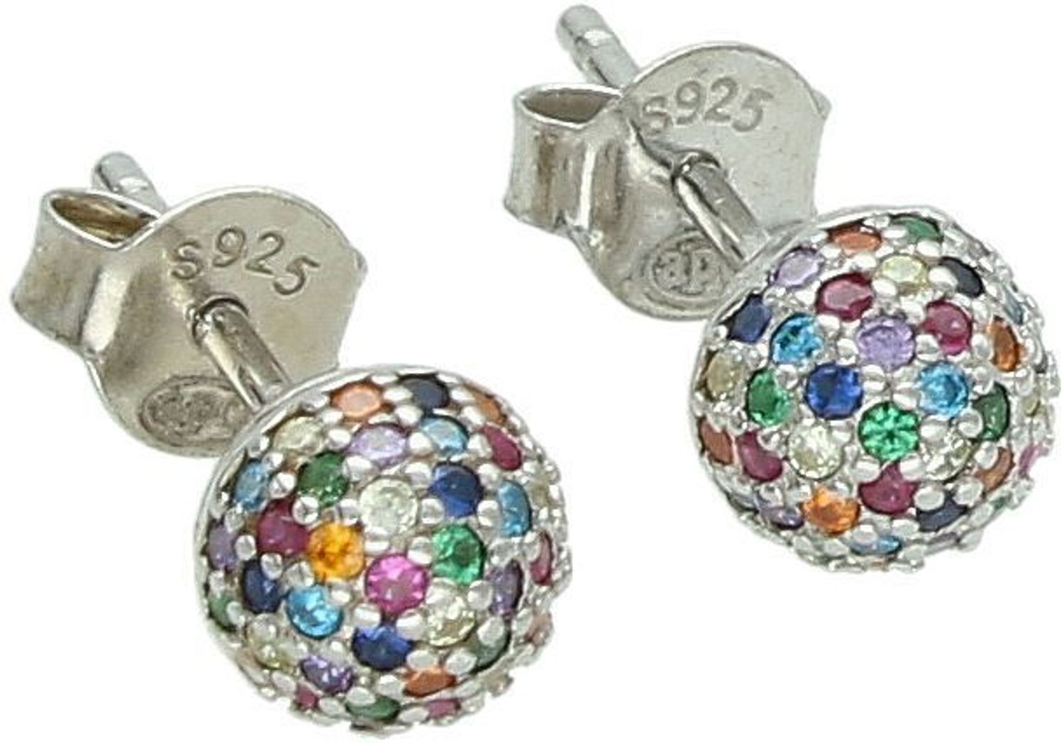 Kolczyki srebrne 925 wkrętki kolorowe kulki, DIA-KLC-2147-925.jpg