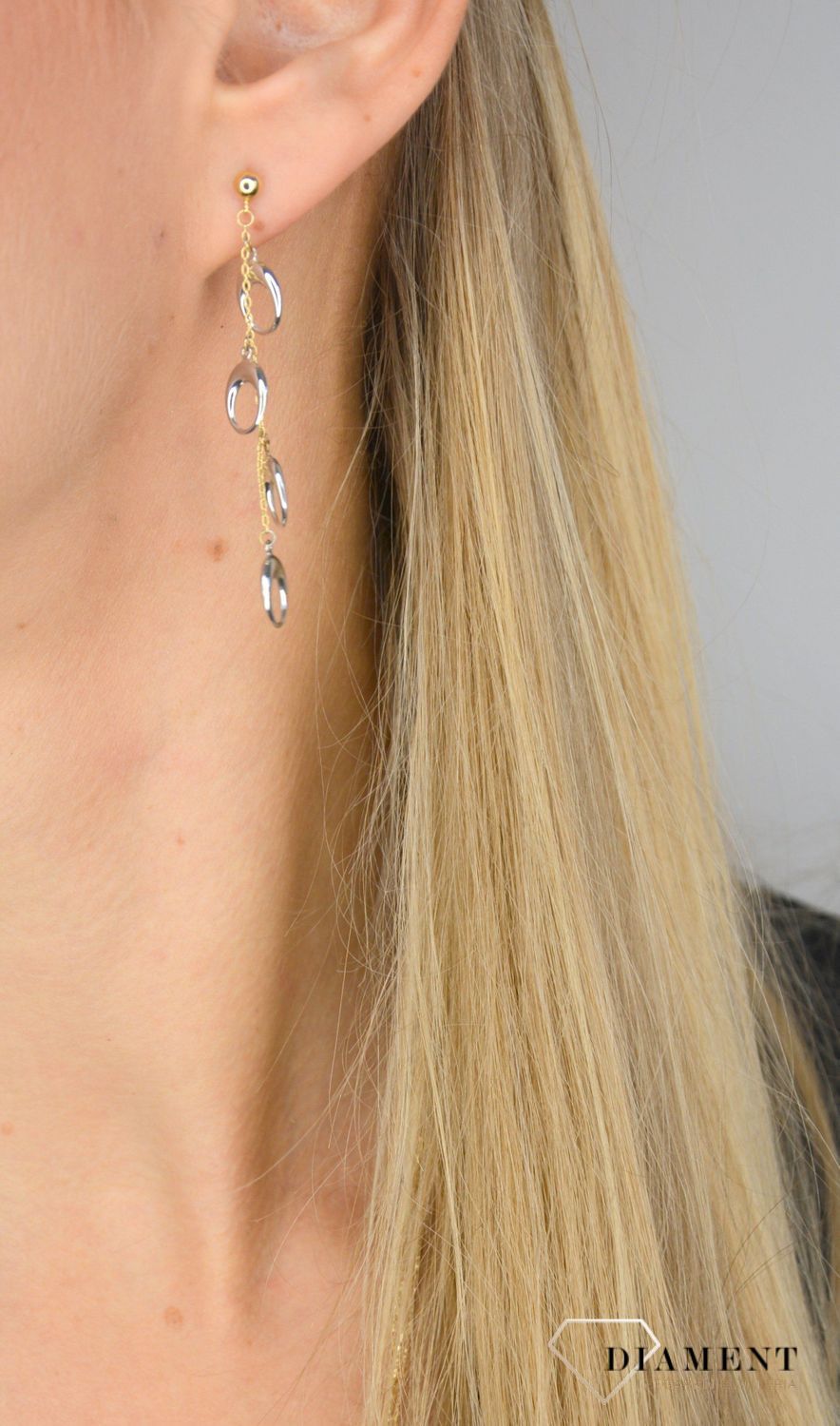 Długie złote kolczyki 585 wiszące kółka z białego złota DIA-KLC-2228-585.jpg