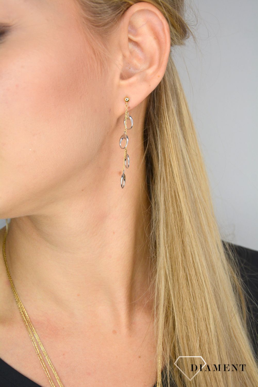 Długie złote kolczyki 585 wiszące kółka z białego złota DIA-KLC-2228-585.jpg