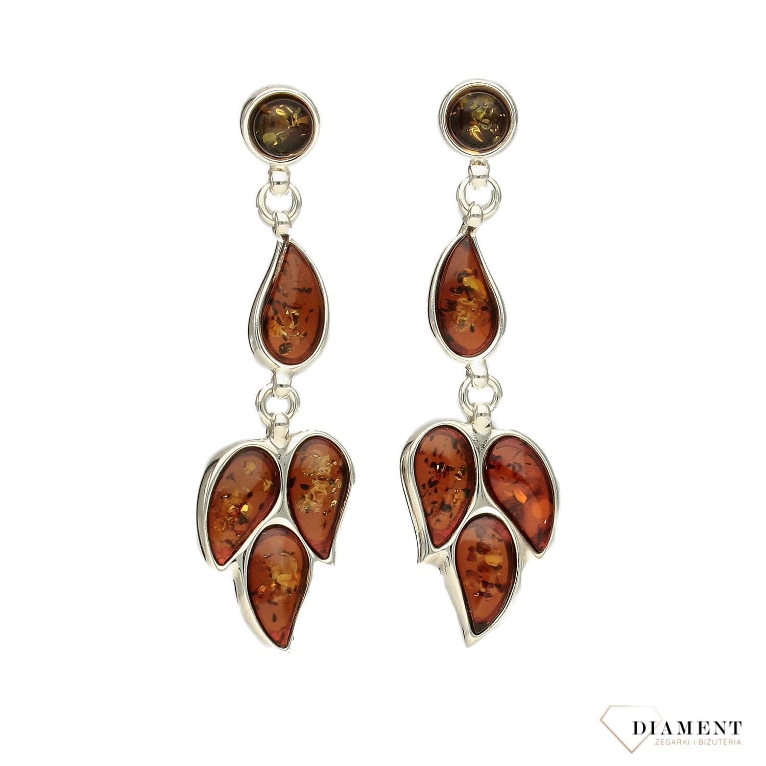 Kolczyki srebrne wiszące bursztyn brązowe łezki DIA-KLC-2247-925.jpg