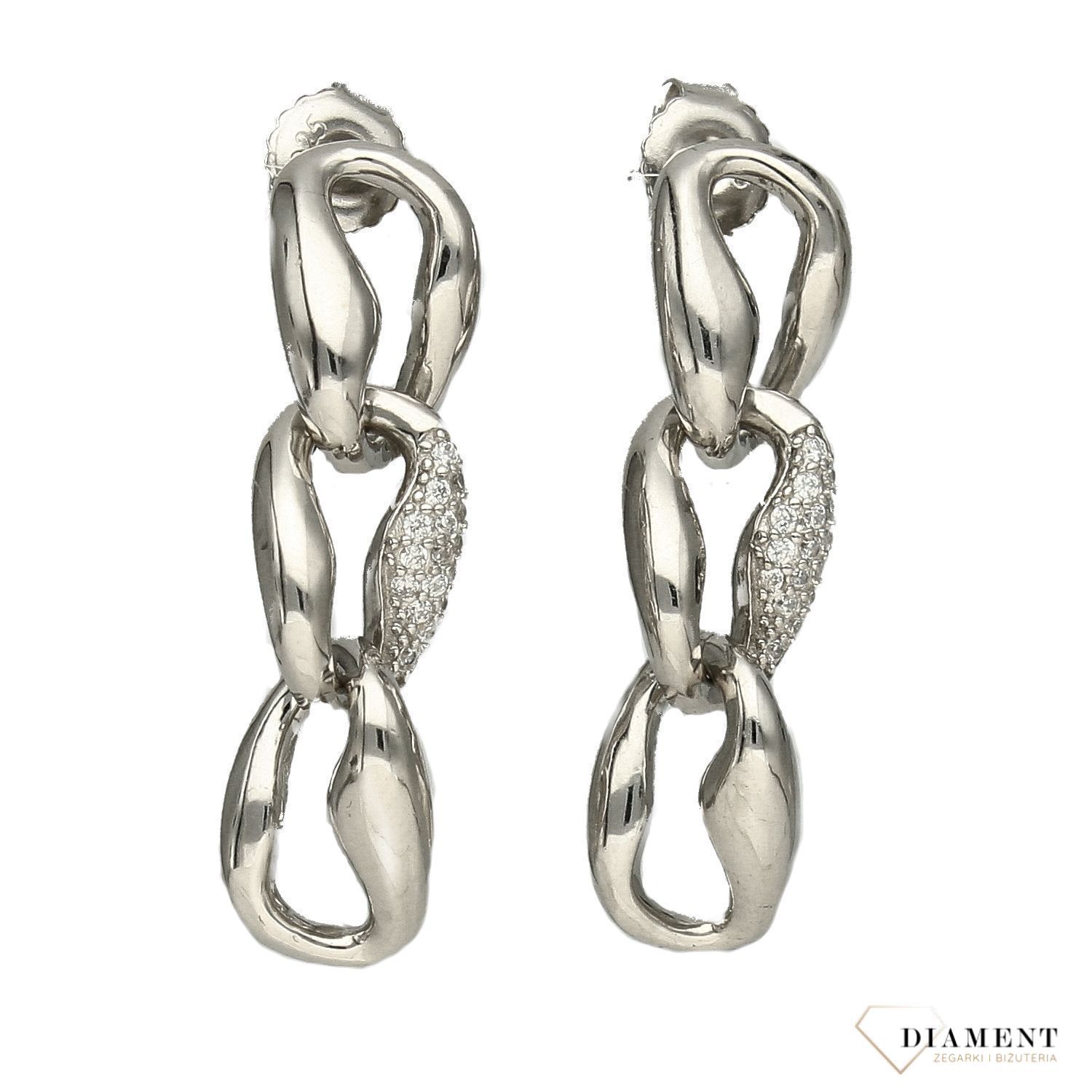 Srebrne kolczyki wiszące pancerka z cyrkoniami DIA-KLC-2271-925.jpg