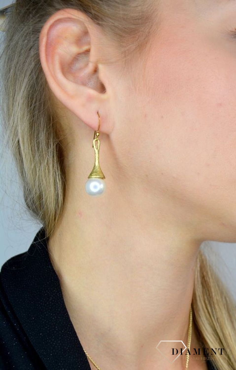 Kolczyki damskie BY DZIUBEKA pozłacane z perłą DIA-KLC-2314-INNE.jpg