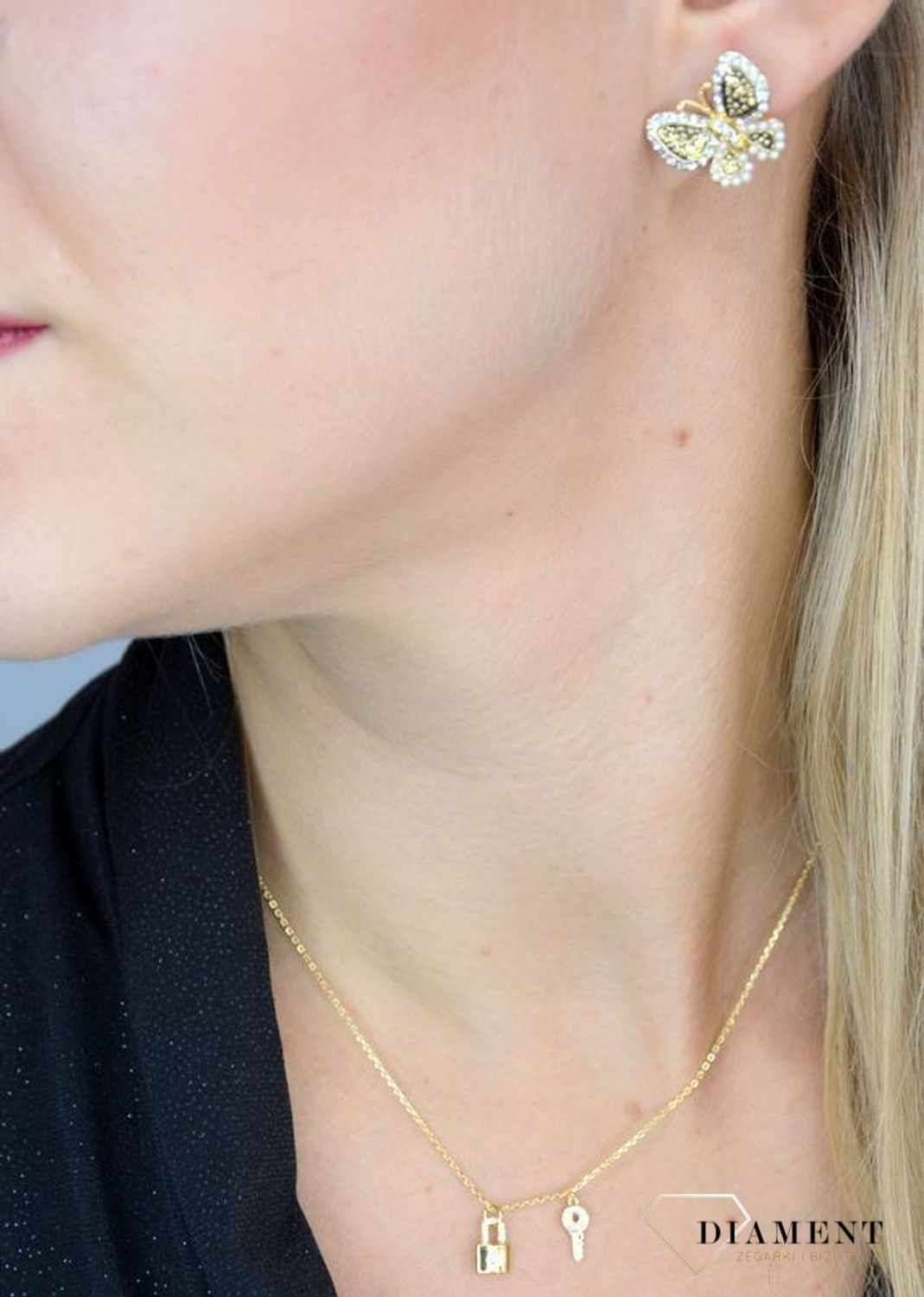 Kolczyki damskie by dziubeka przy uchu motylki DIA-KLC-2317-INNE.jpg