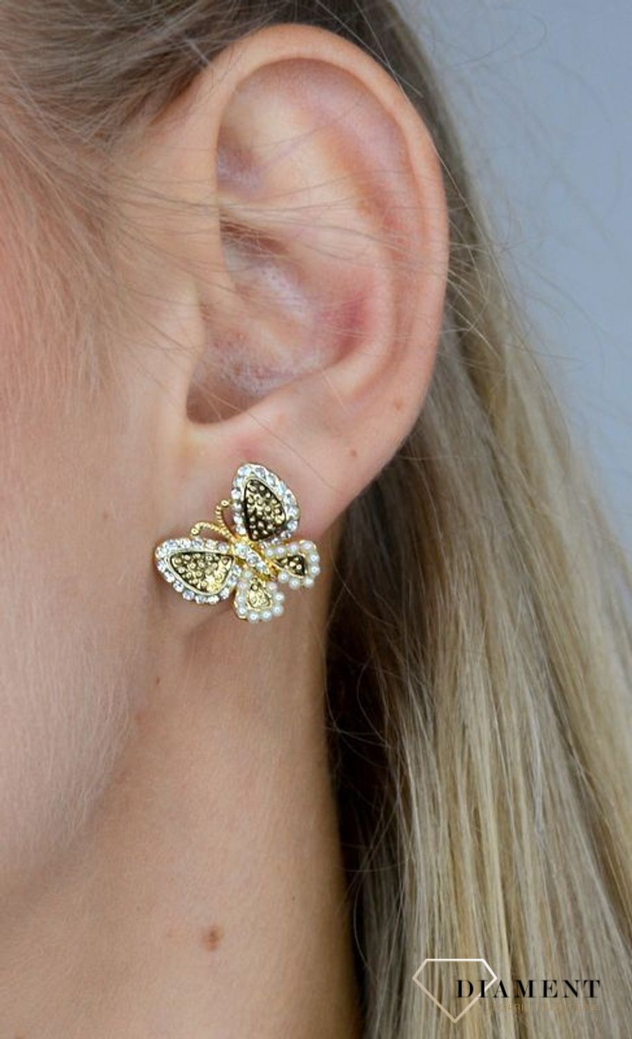 Kolczyki damskie by dziubeka przy uchu motylki DIA-KLC-2317-INNE.jpg