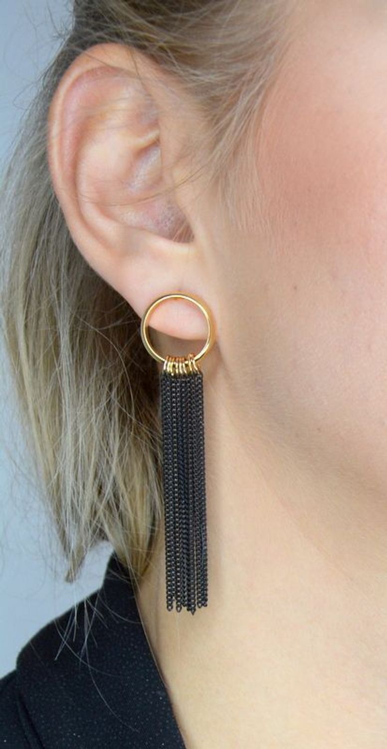 Kolczyki damskie By dziubeka kółka z wiszącymi łańcuszkami DIA-KLC-2319-INNE.jpg