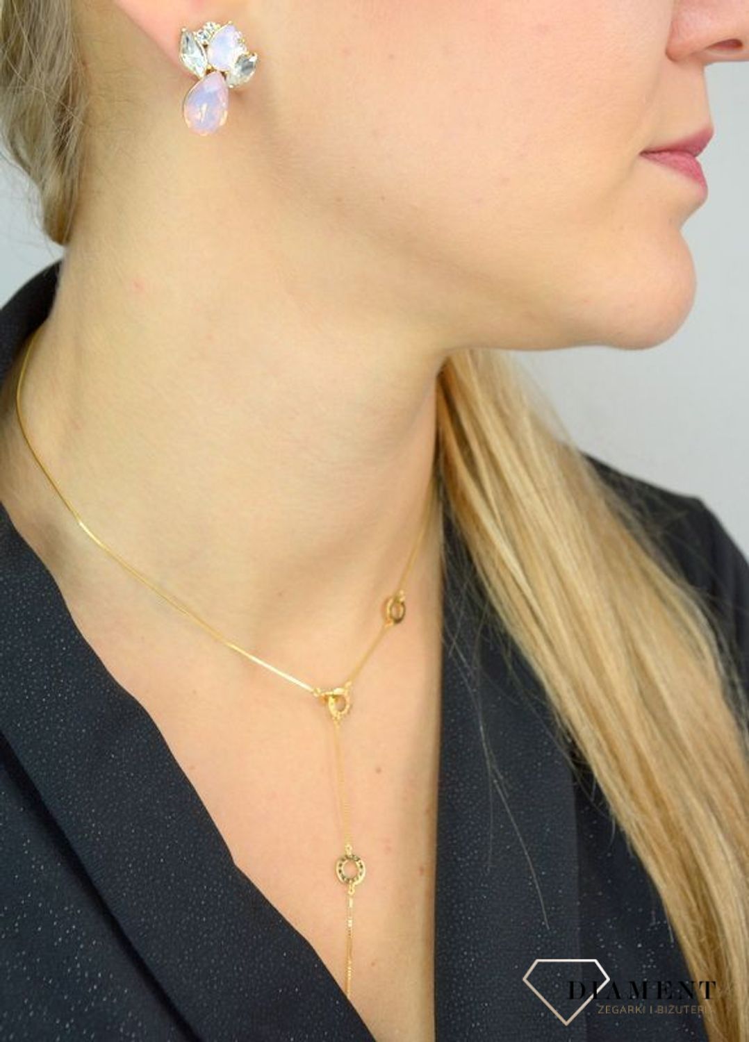 Kolczyki damskie BY DZIUBEKA z kryształami różowe DIA-KLC-2321-INNE.jpg