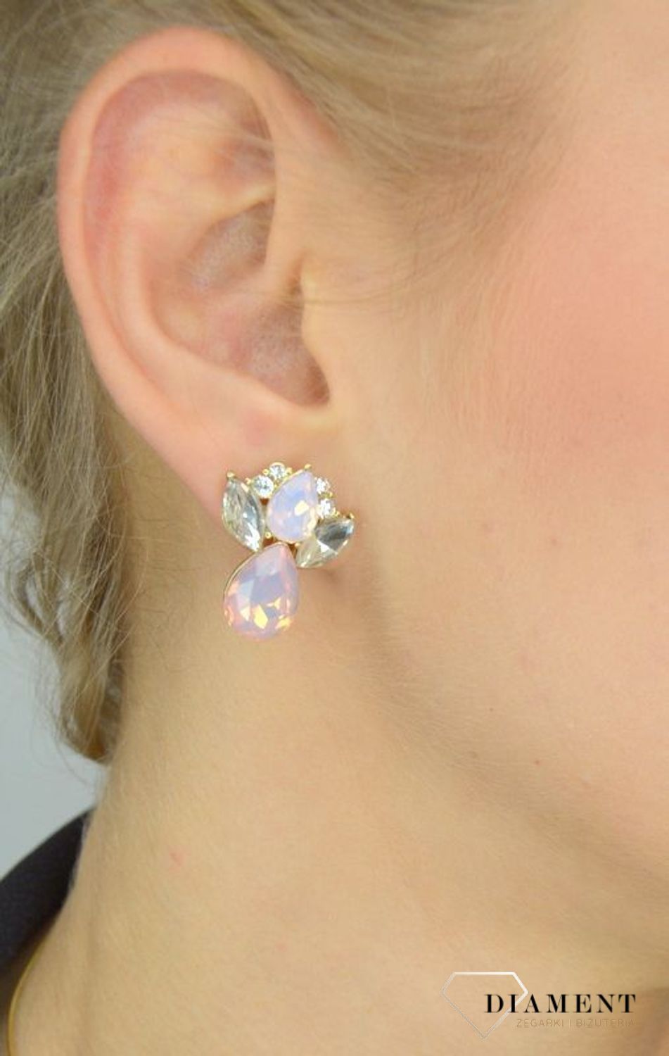 Kolczyki damskie BY DZIUBEKA z kryształami różowe DIA-KLC-2321-INNE.jpg