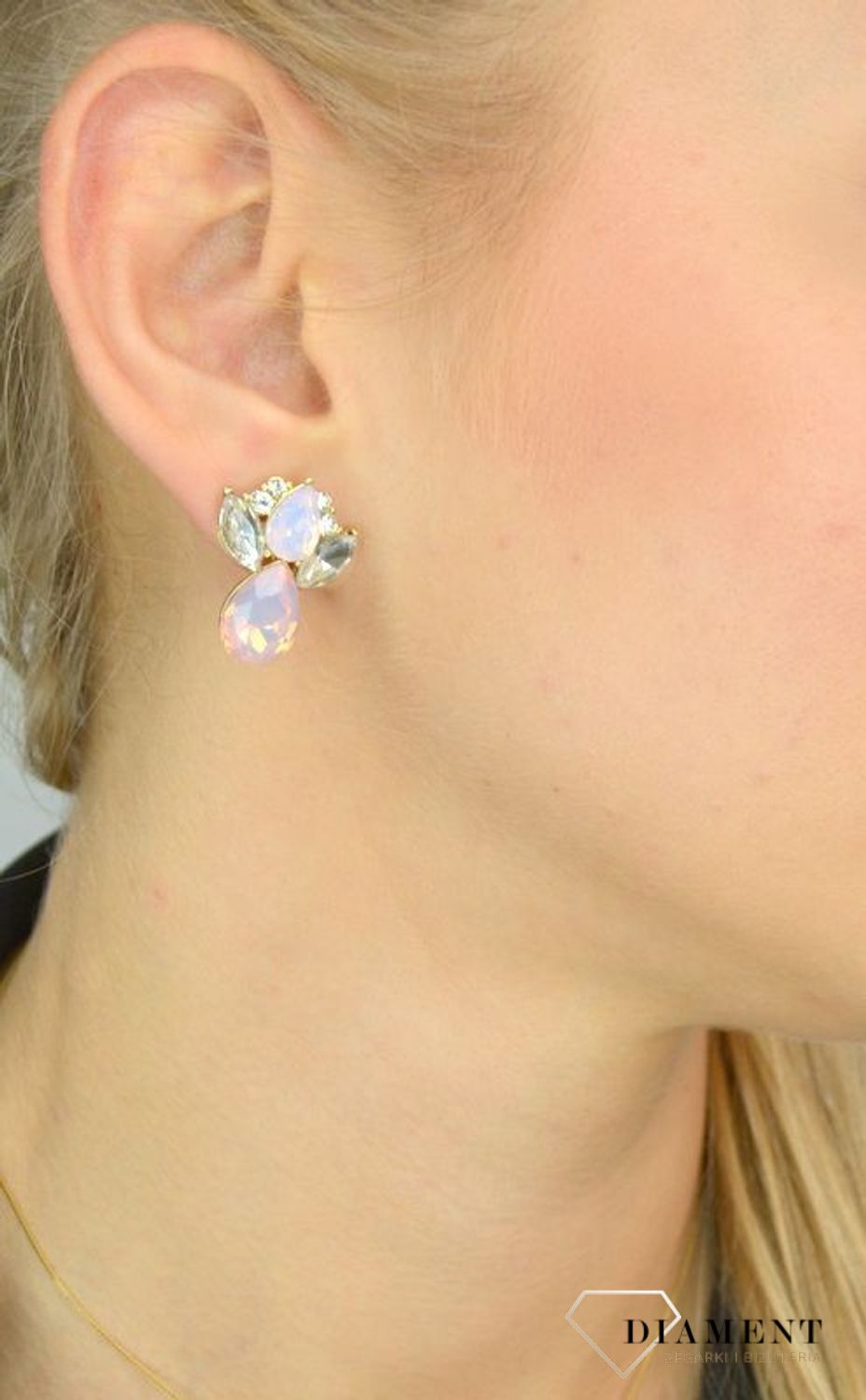 Kolczyki damskie BY DZIUBEKA z kryształami różowe DIA-KLC-2321-INNE.jpg