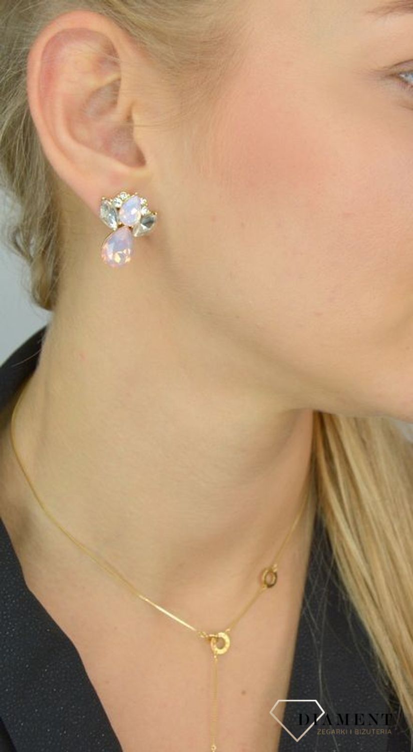 Kolczyki damskie BY DZIUBEKA z kryształami różowe DIA-KLC-2321-INNE.jpg