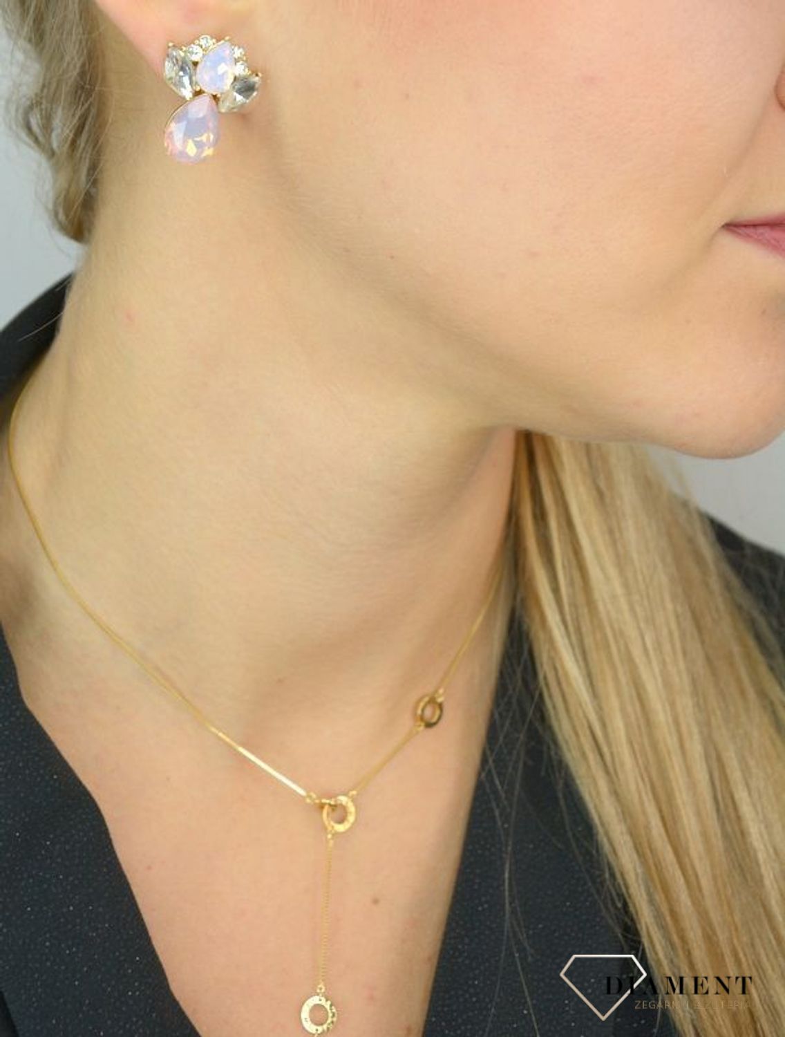 Kolczyki damskie BY DZIUBEKA z kryształami różowe DIA-KLC-2321-INNE.jpg