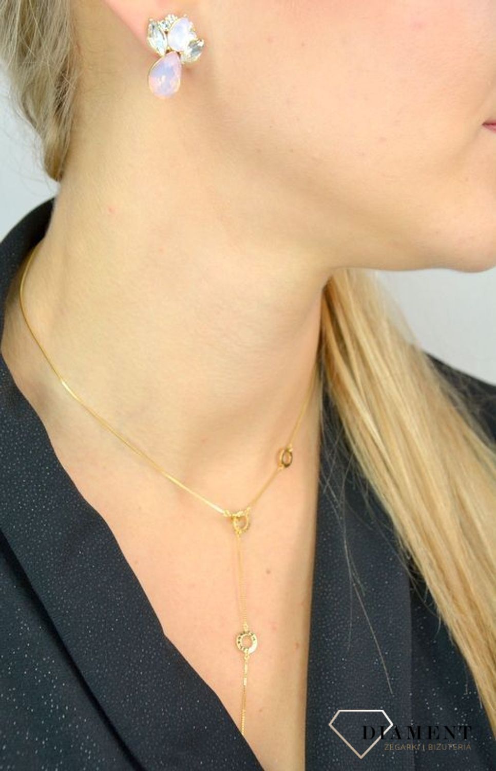 Kolczyki damskie BY DZIUBEKA z kryształami różowe DIA-KLC-2321-INNE.jpg