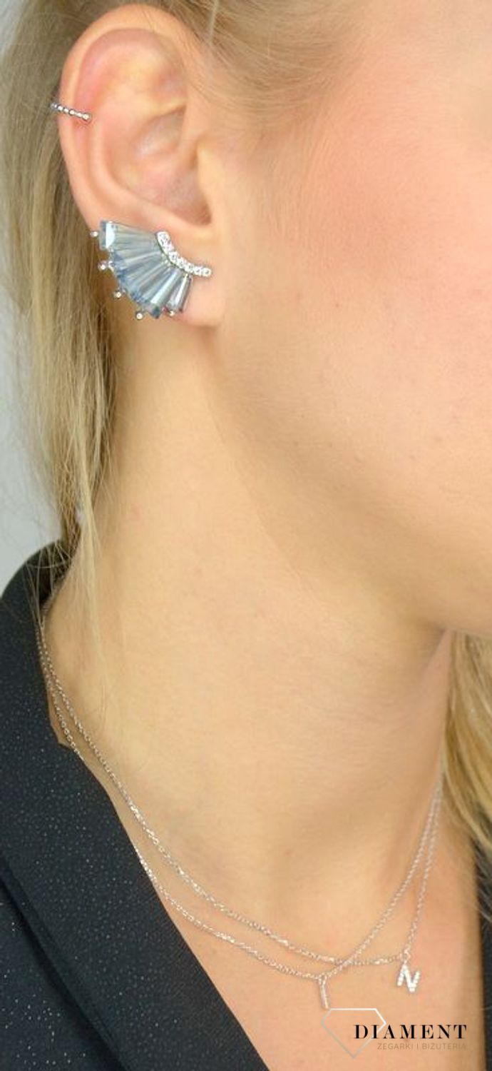 Kolczyki damskie nausznice BY DZIUBEKA cyrkonie w błękitnym odcieniu DIA-KLC-2322-INNE.jpg