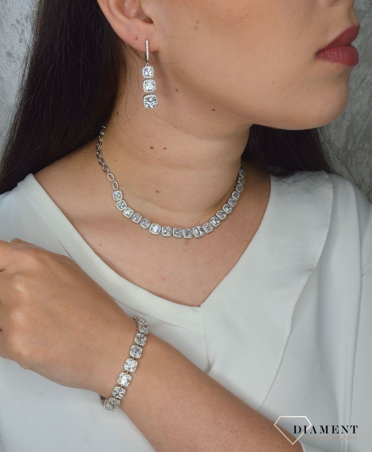 Srebrne kolczyki długie cyrkonie 'Komplet biżuterii ślubnej' DIA-KLC-2401-925.jpg