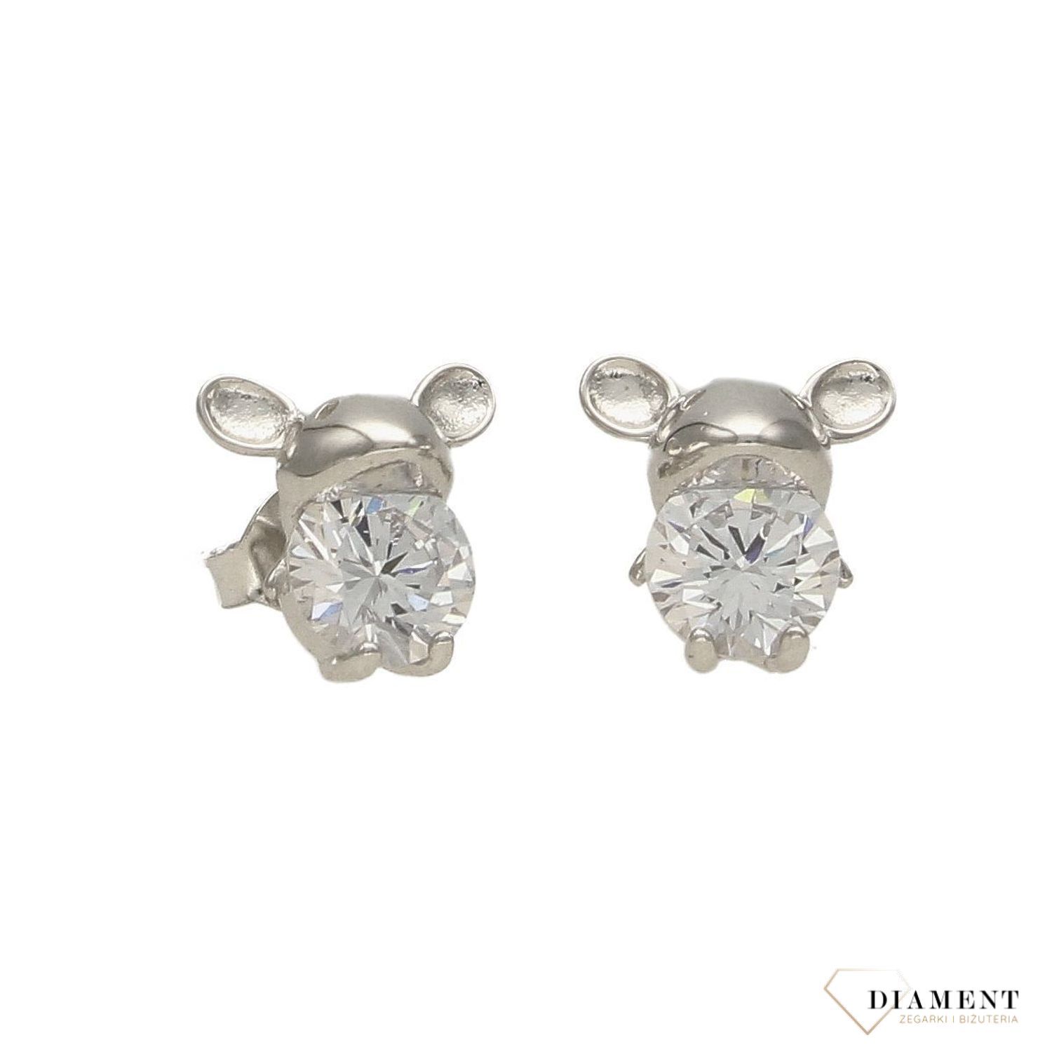Srebrne kolczyki myszka z cyrkonią DIA-KLC-2438-925.jpg