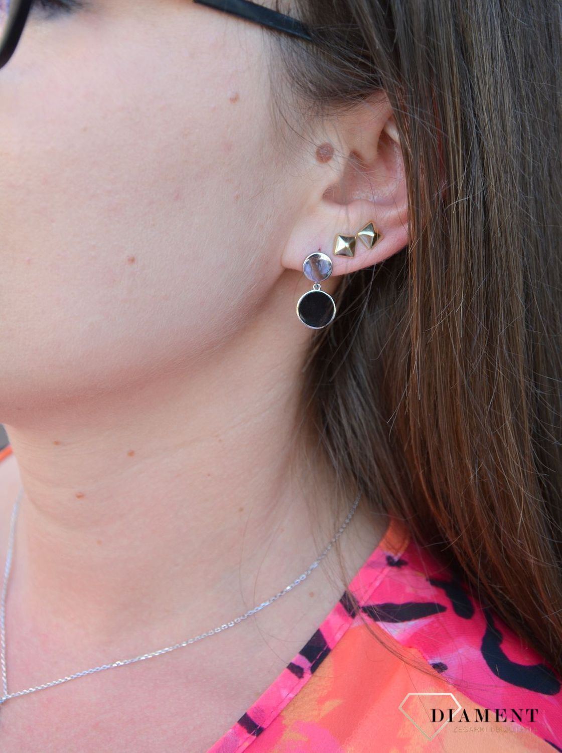 Srebrne kolczyki podwójne kółka z czarnym dodatkiem DIA-KLC-2441-925.jpg