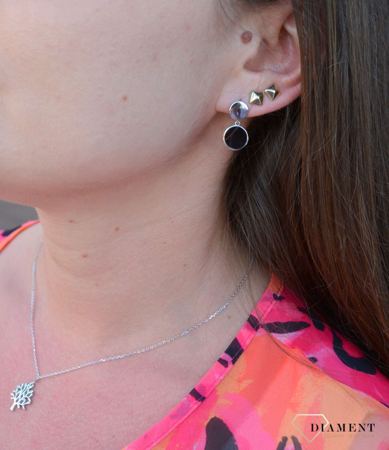 Srebrne kolczyki podwójne kółka z czarnym dodatkiem DIA-KLC-2441-925.jpg