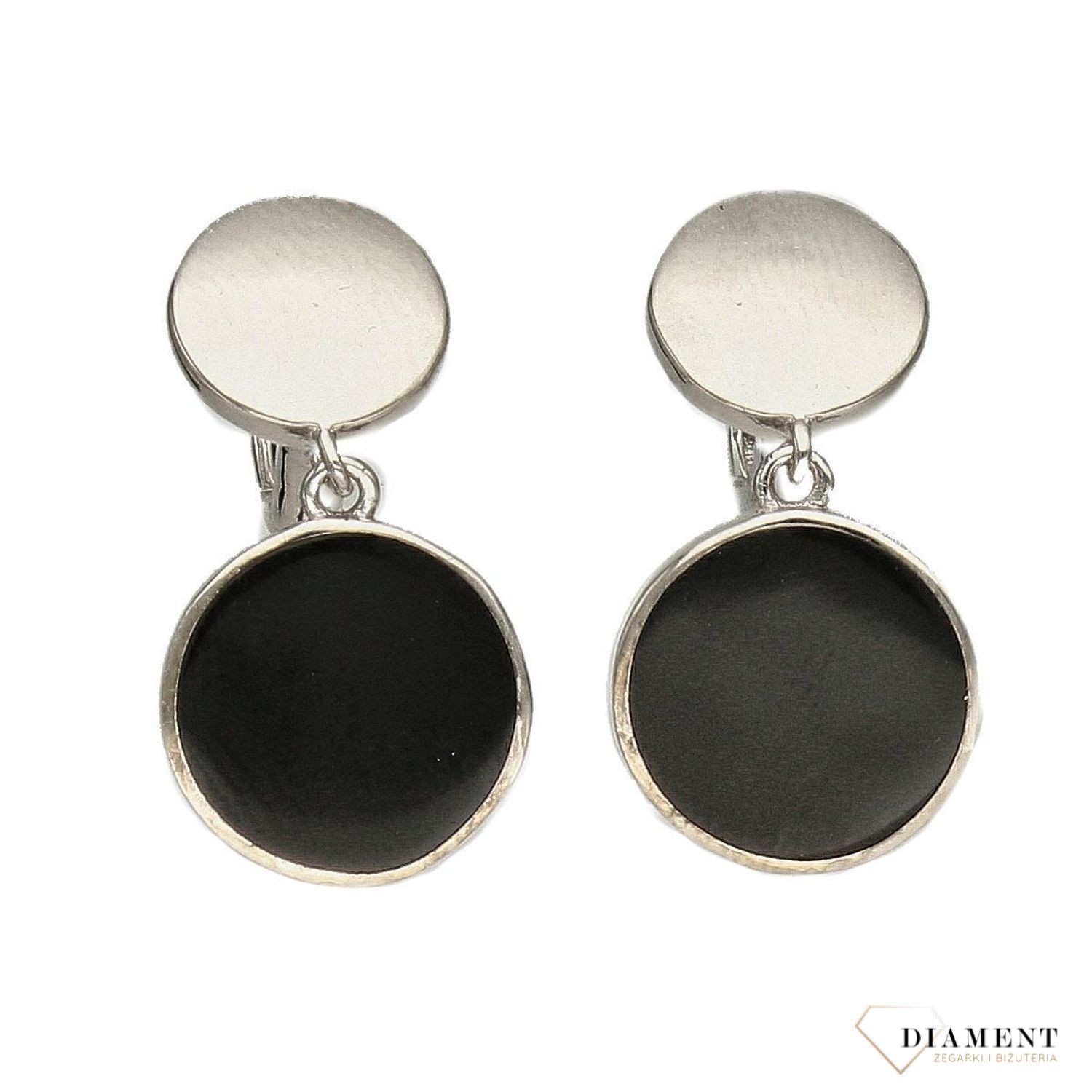 Srebrne kolczyki podwójne kółka z czarnym dodatkiem DIA-KLC-2441-925.jpg