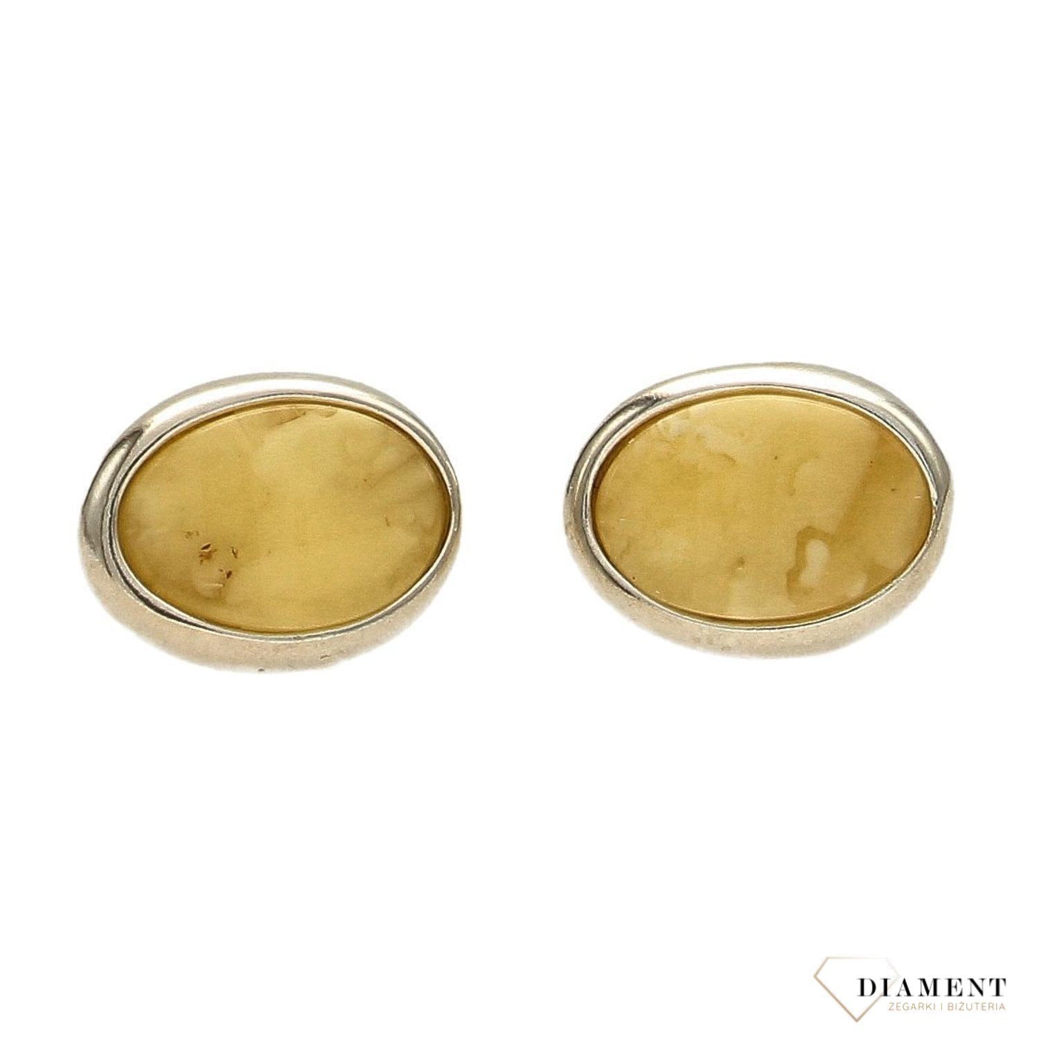 Srebrne kolczyki z mlecznym bursztynem DIA-KLC-2441.jpg