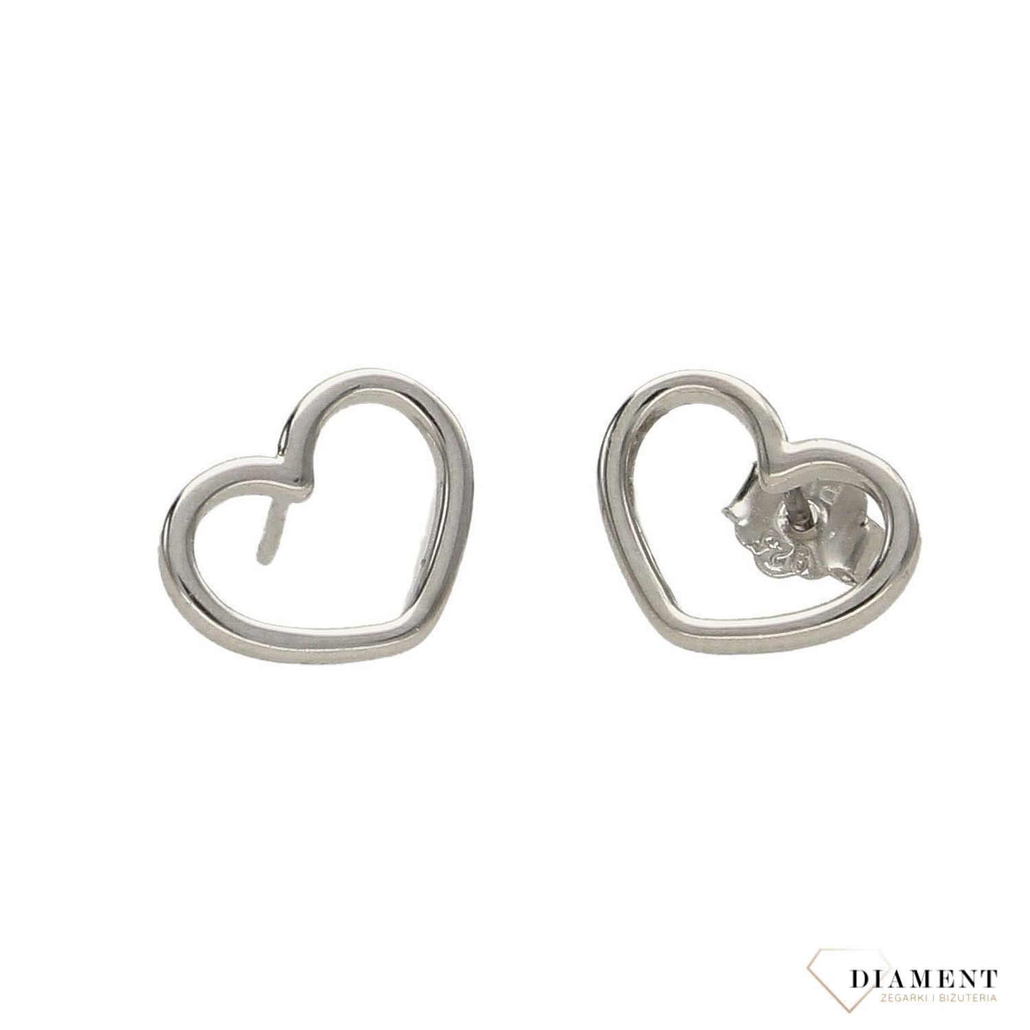 Srebrne kolczyki gładki, kontur serc DIA-KLC-2445-925.jpg