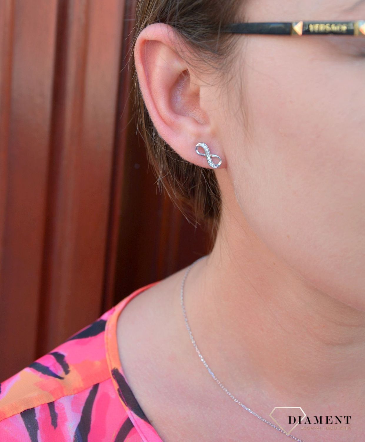 Srebrne kolczyki znak nieskończoności z cyrkonią DIA-KLC-2451-925.jpg