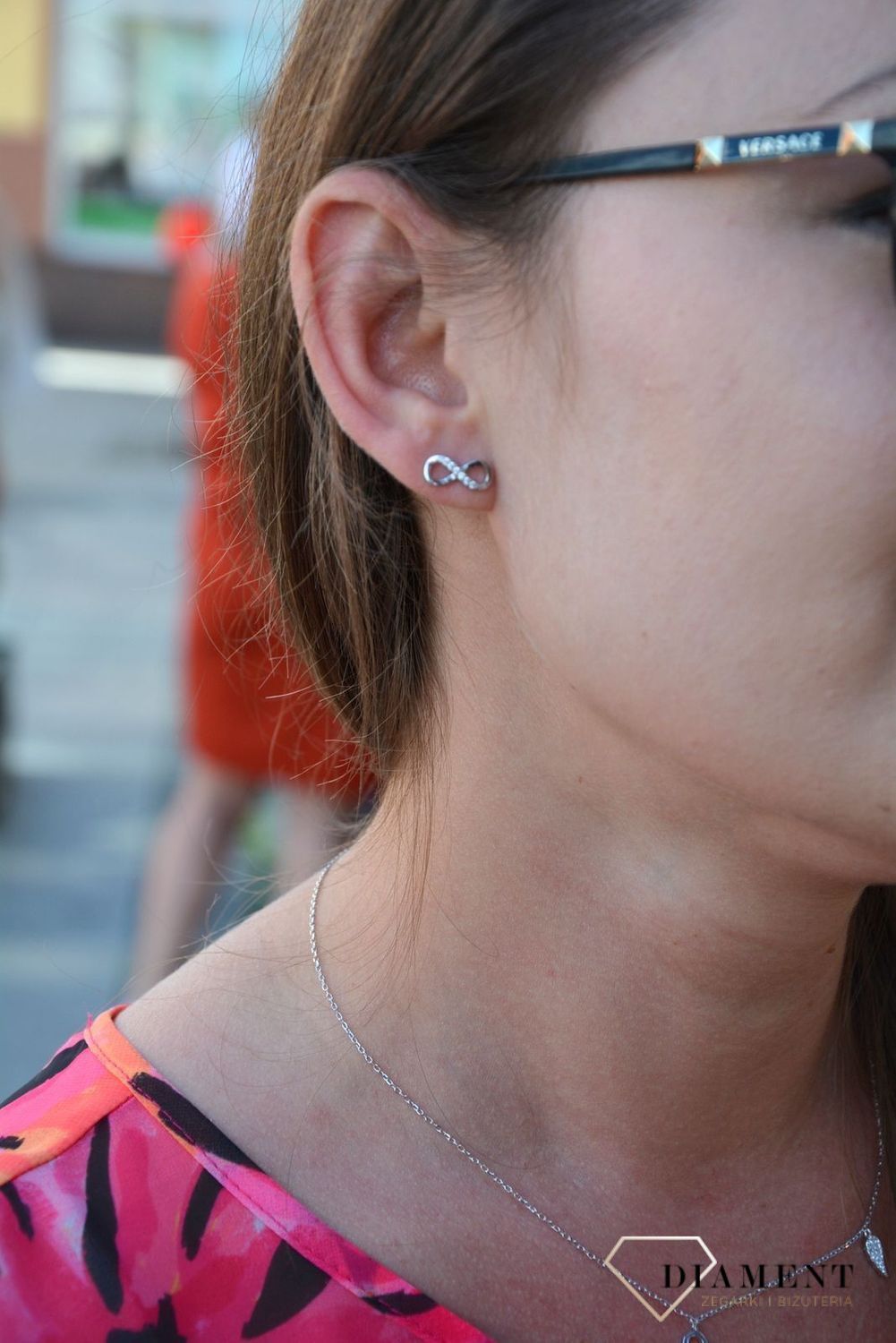 Srebrne kolczyki znak nieskończoności z cyrkonią DIA-KLC-2451-925.jpg