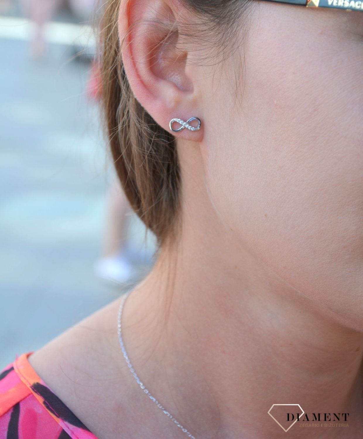 Srebrne kolczyki znak nieskończoności z cyrkonią DIA-KLC-2451-925.jpg