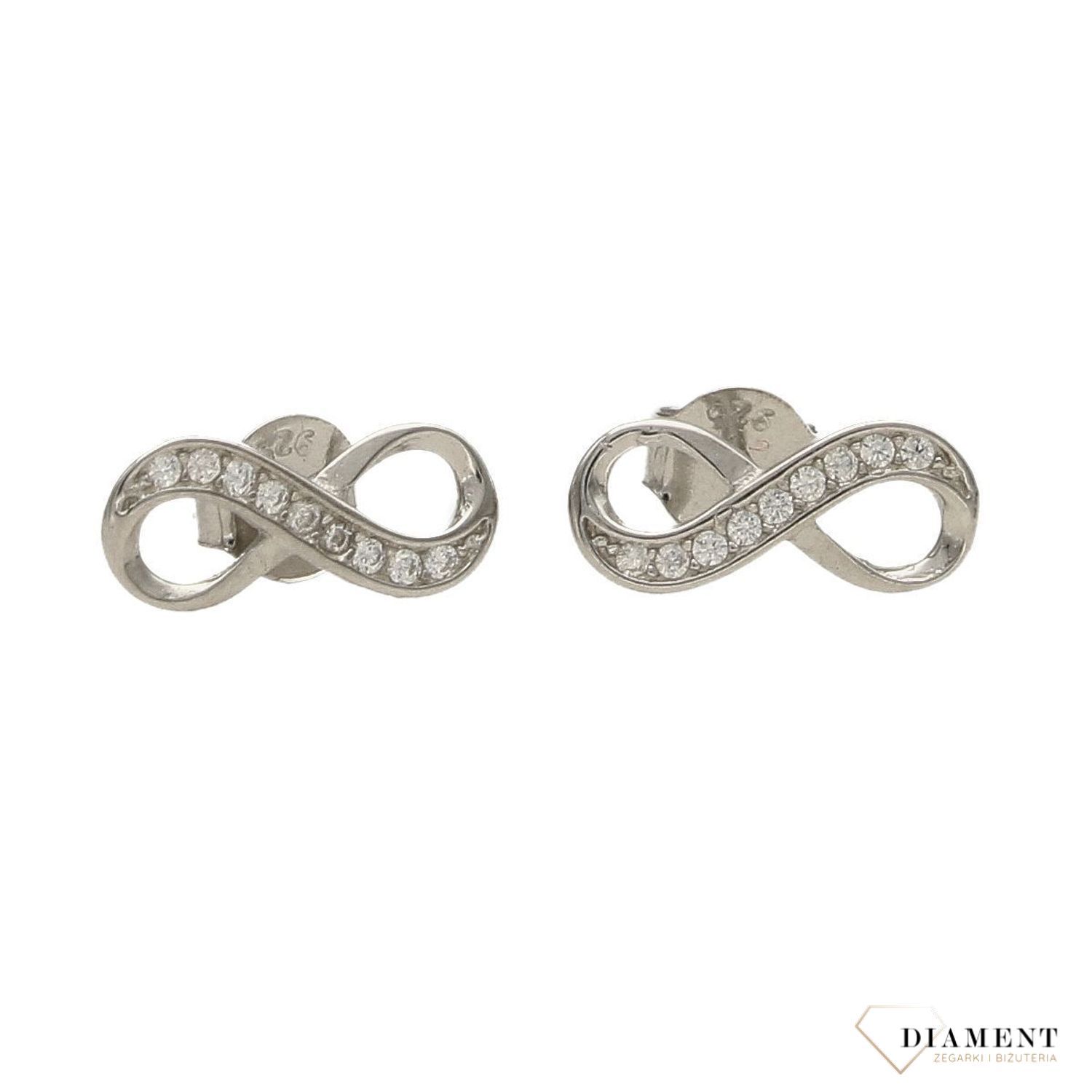Srebrne kolczyki znak nieskończoności z cyrkonią DIA-KLC-2451-925.jpg