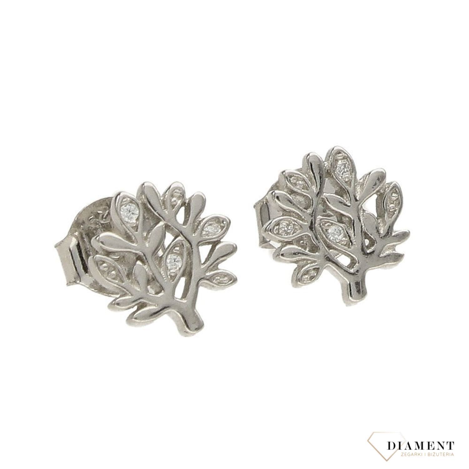Srebrne kolczyki w kształcie drzewka ozdobione cyrkonią DIA-KLC-2456-925.jpg