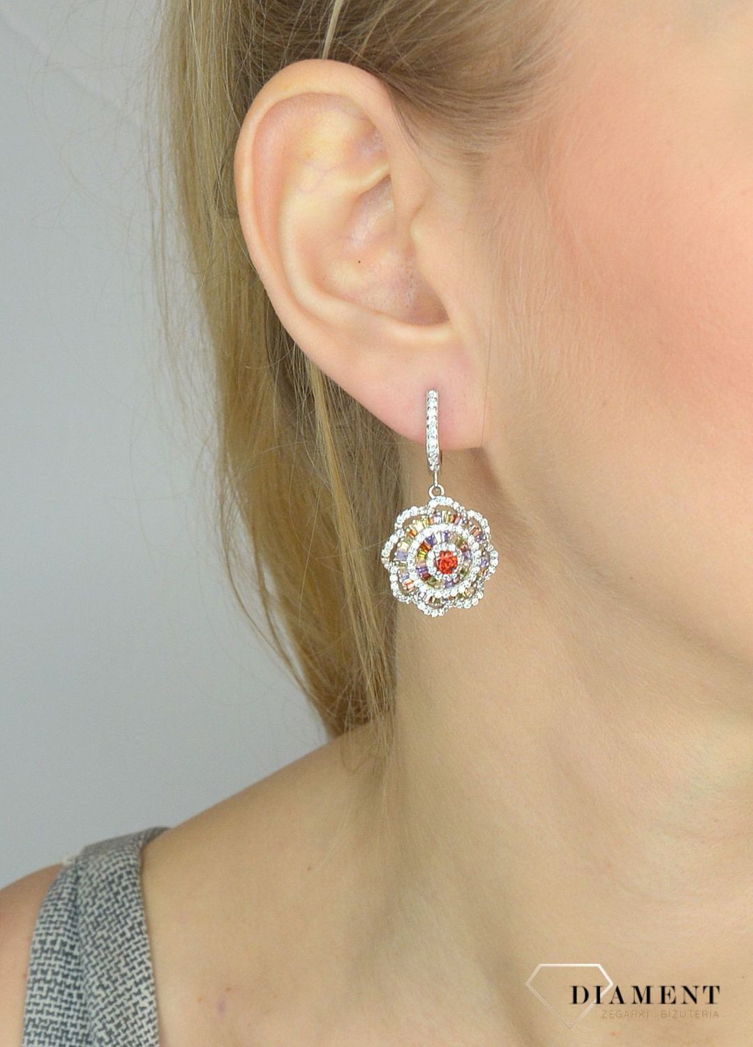 Srebrne kolczyki 925 wiszące kolorowe cyrkonie w kształcie kwiata DIA-KLC-2547-925.jpg