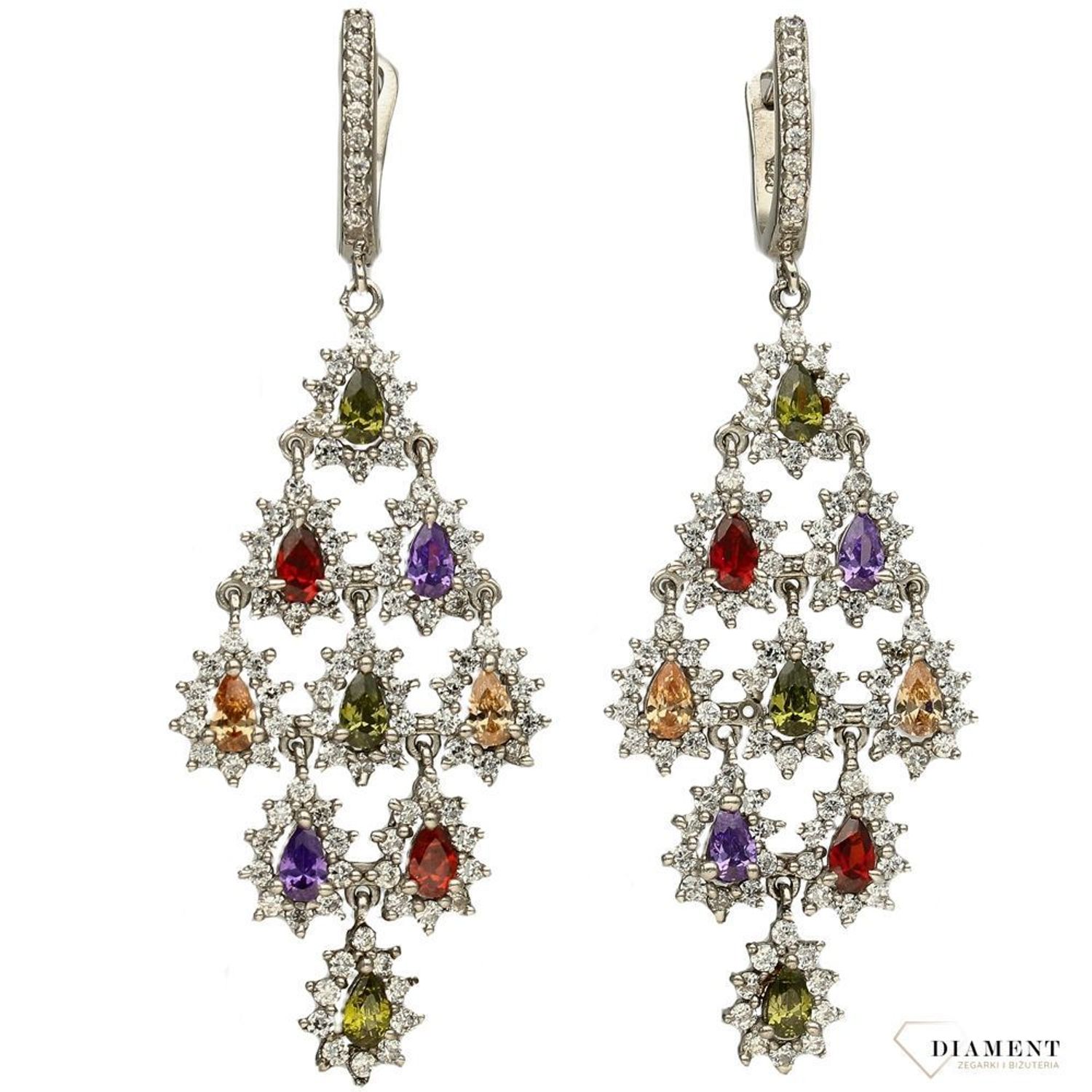 Srebrne kolczyki 925 wiszące z kolorowymi cyrkoniami DIA-KLC-2554-925.jpg