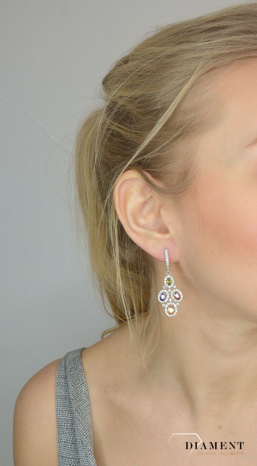 Srebrne kolczyki 925 wiszące kolorowe cyrkonie DIA-KLC-2556-925.jpg