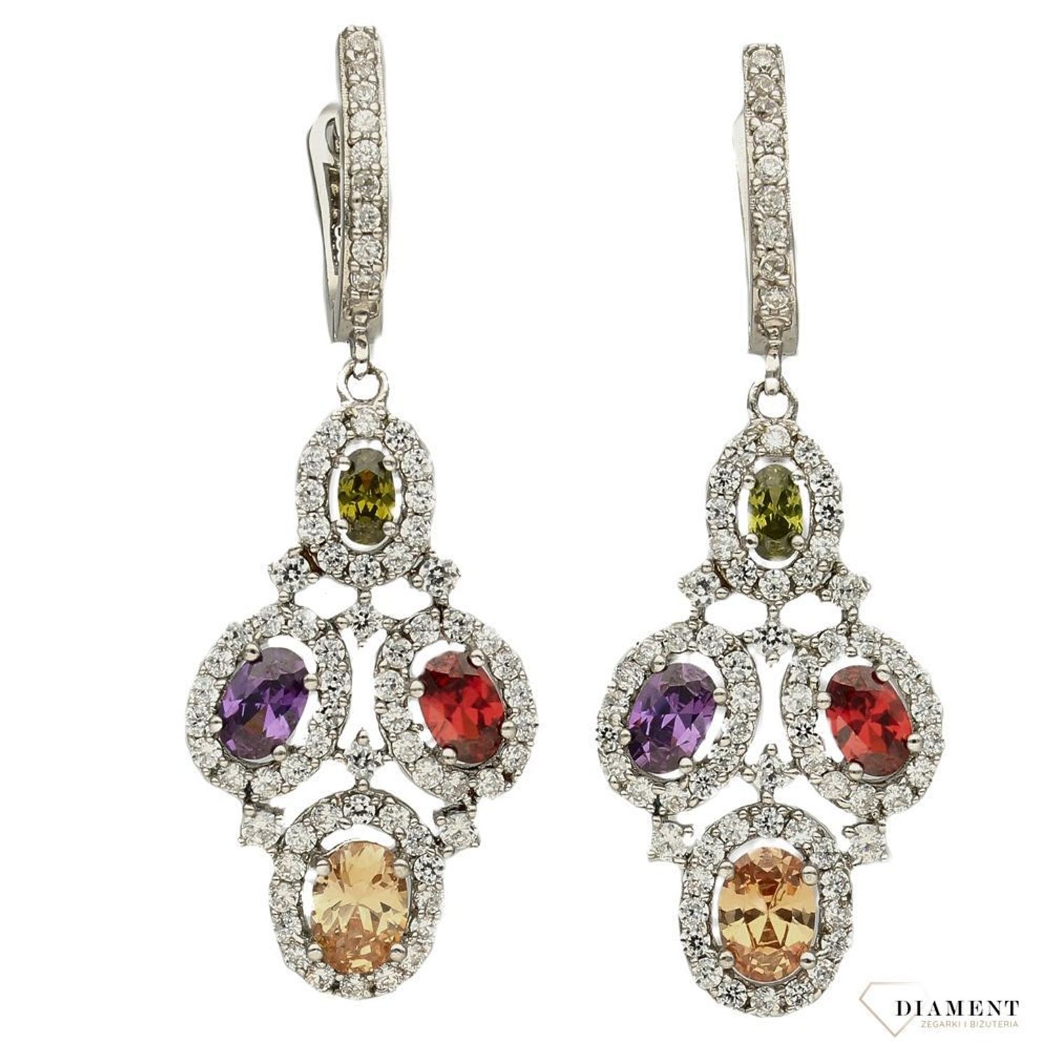 Srebrne kolczyki 925 wiszące kolorowe cyrkonie DIA-KLC-2556-925.jpg