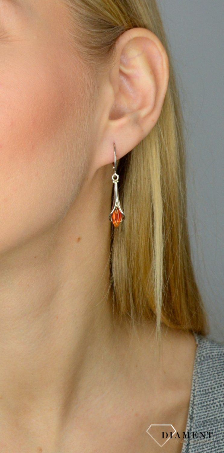 Srebrne kolczyki bursztyn z zapięciem na bigiel DIA-KLC-2563-925.jpg