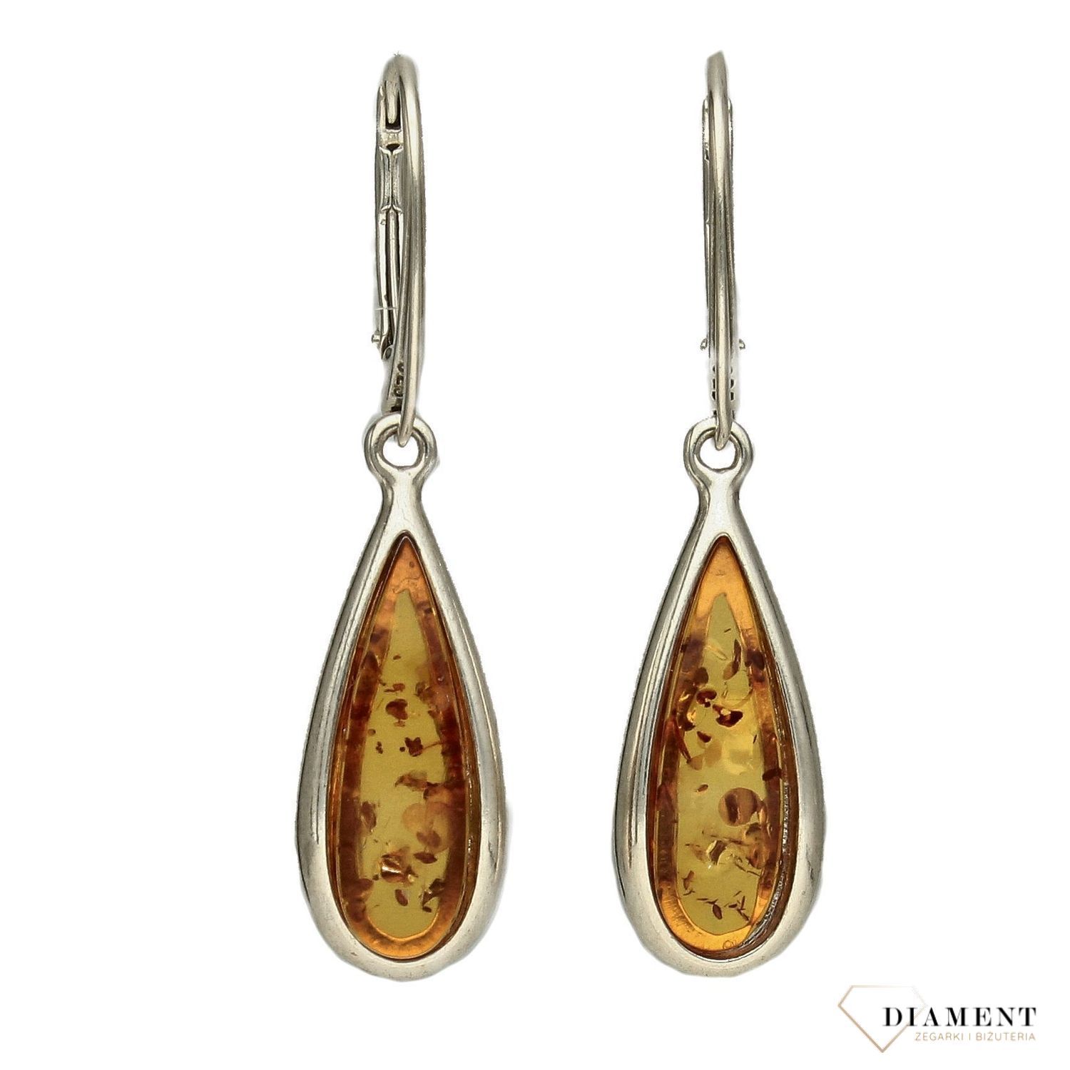 Srebrne kolczyki bursztyn bałtycki DIA-KLC-2564-925.jpg