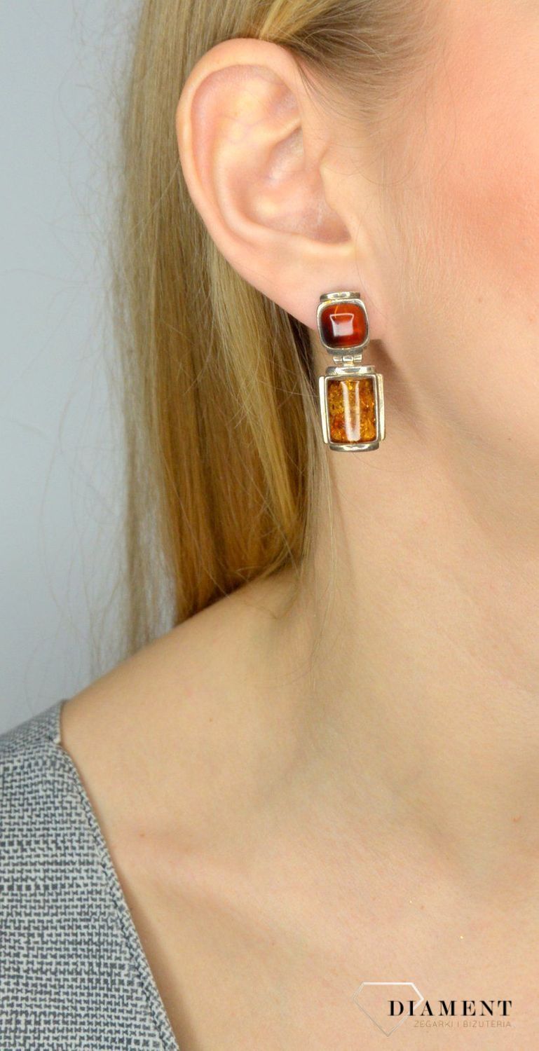 Srebrne kolczyki wiszące z bursztynem DIA-KLC-2567-925.jpg