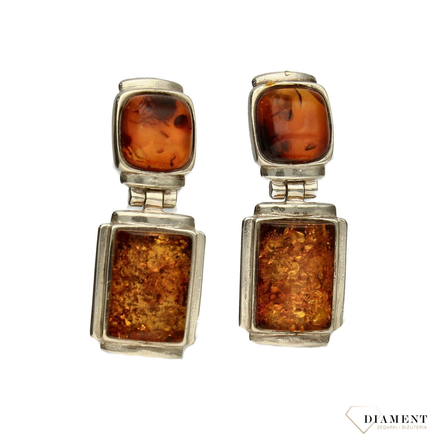 Srebrne kolczyki wiszące z bursztynem DIA-KLC-2567-925.jpg