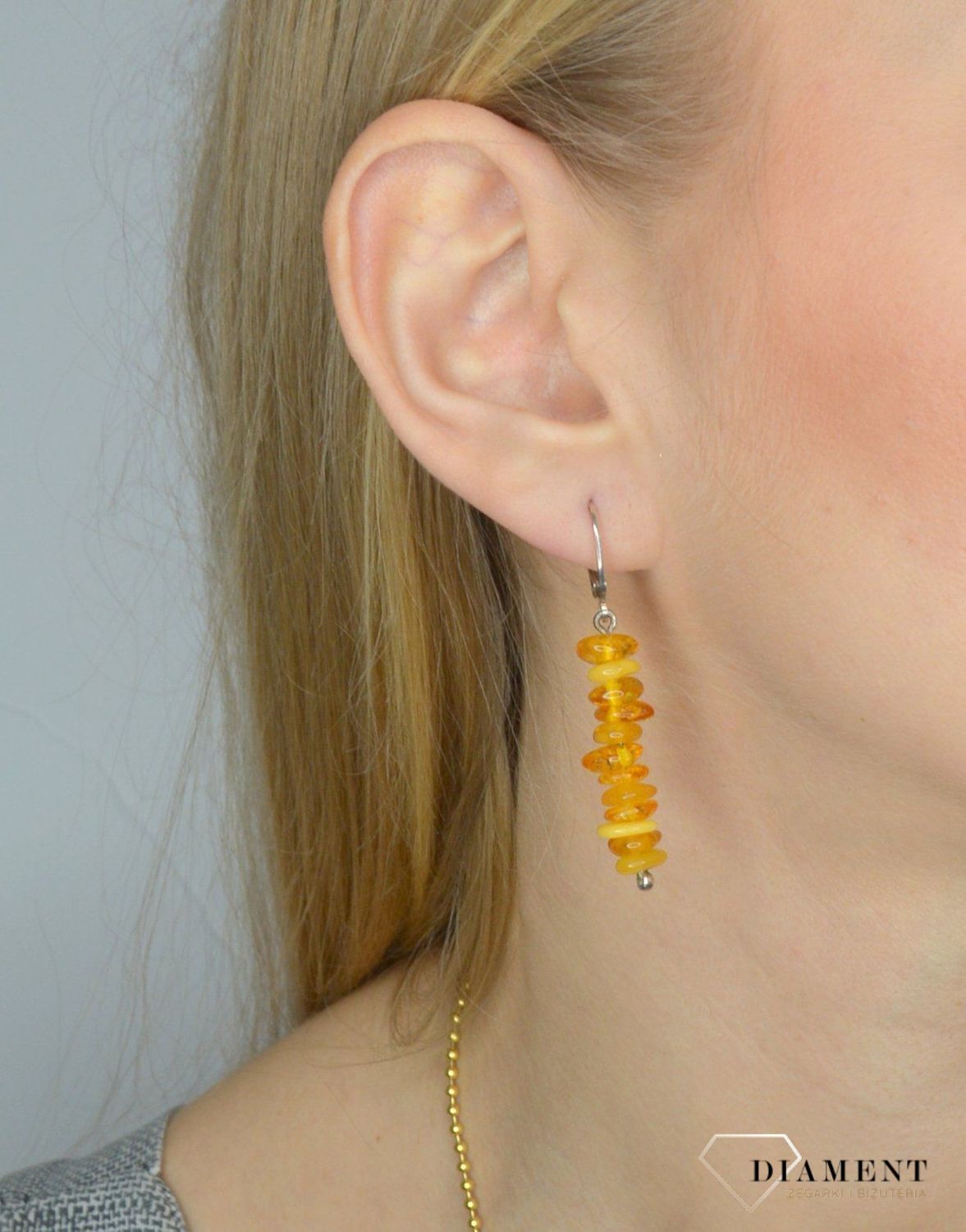 Srebrne kolczyki wiszące bursztyn DIA-KLC-2572-925.jpg