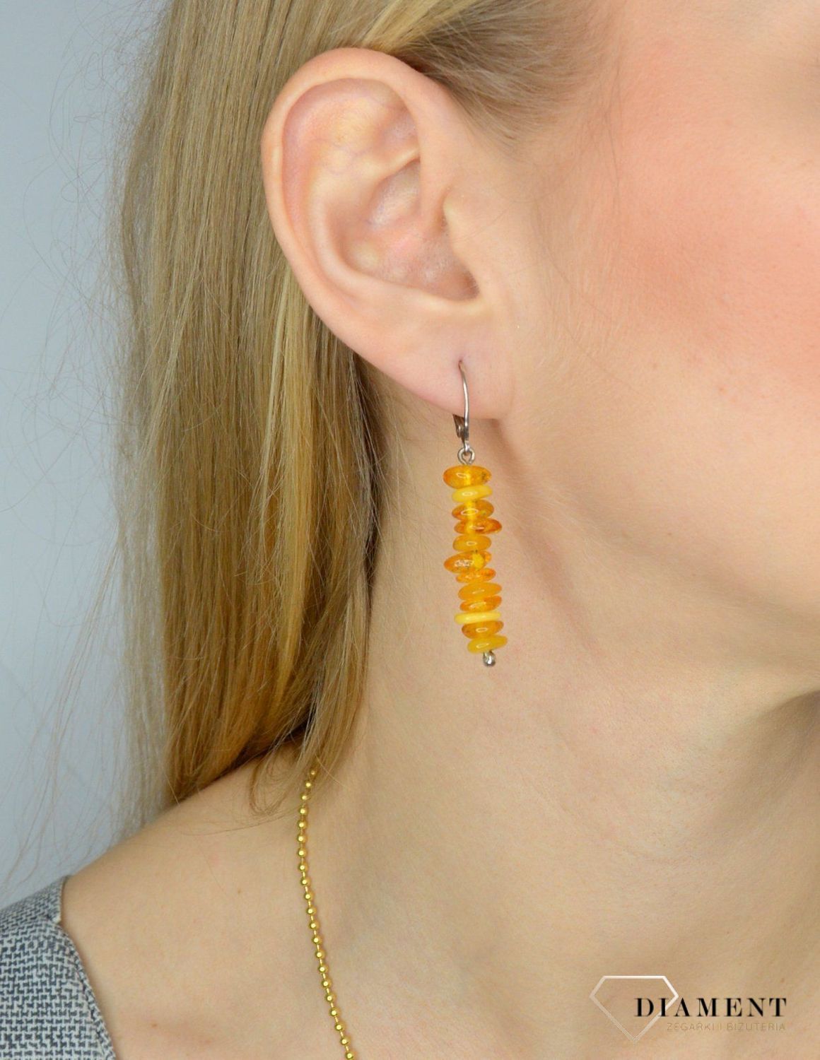 Srebrne kolczyki wiszące bursztyn DIA-KLC-2572-925.jpg