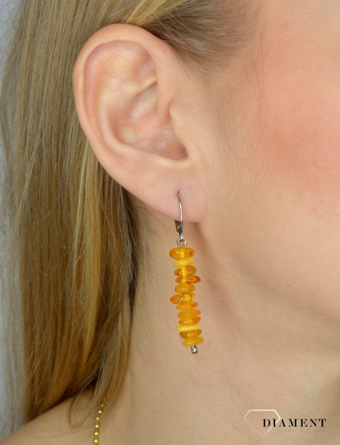 Srebrne kolczyki wiszące bursztyn DIA-KLC-2572-925.jpg