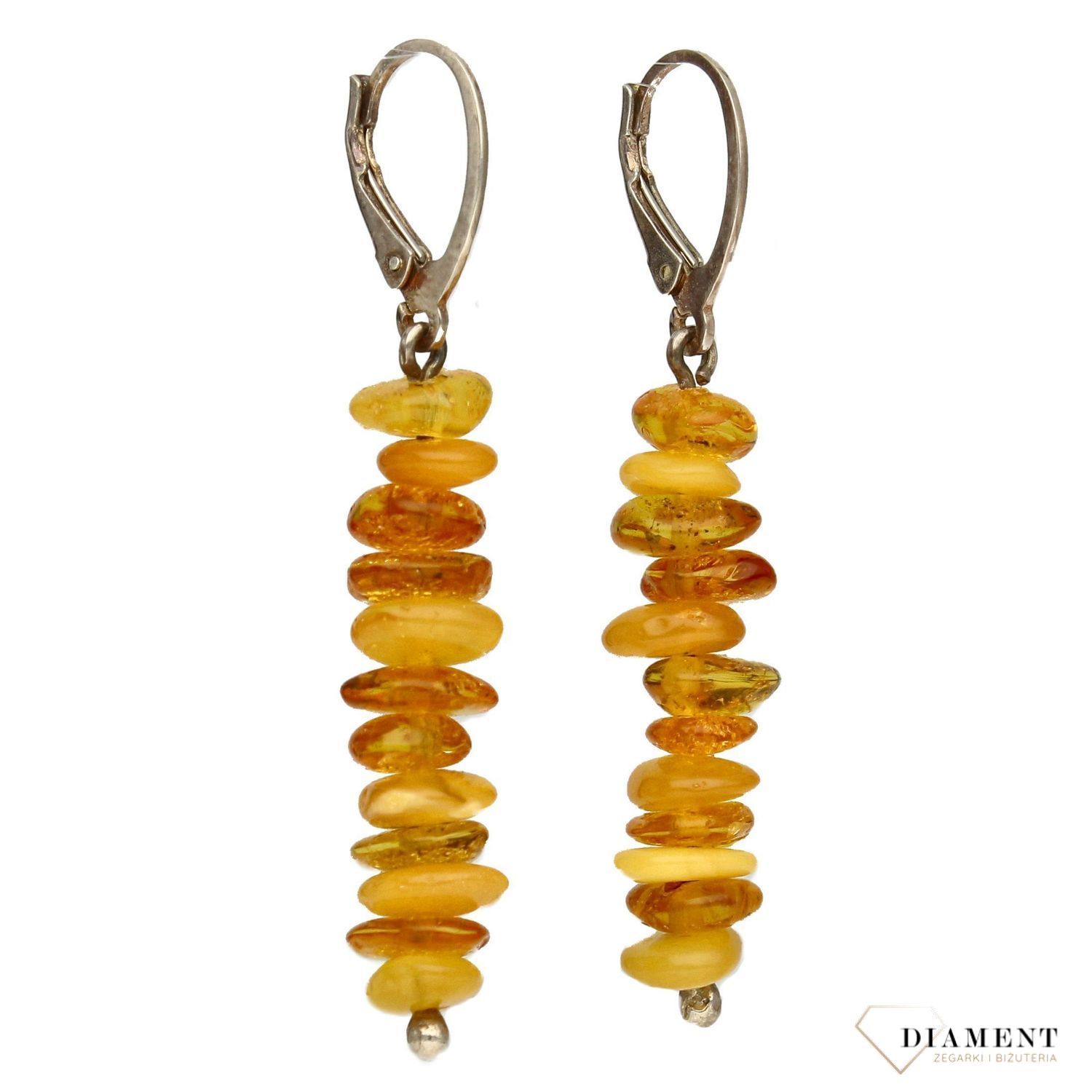Srebrne kolczyki wiszące bursztyn DIA-KLC-2572-925.jpg