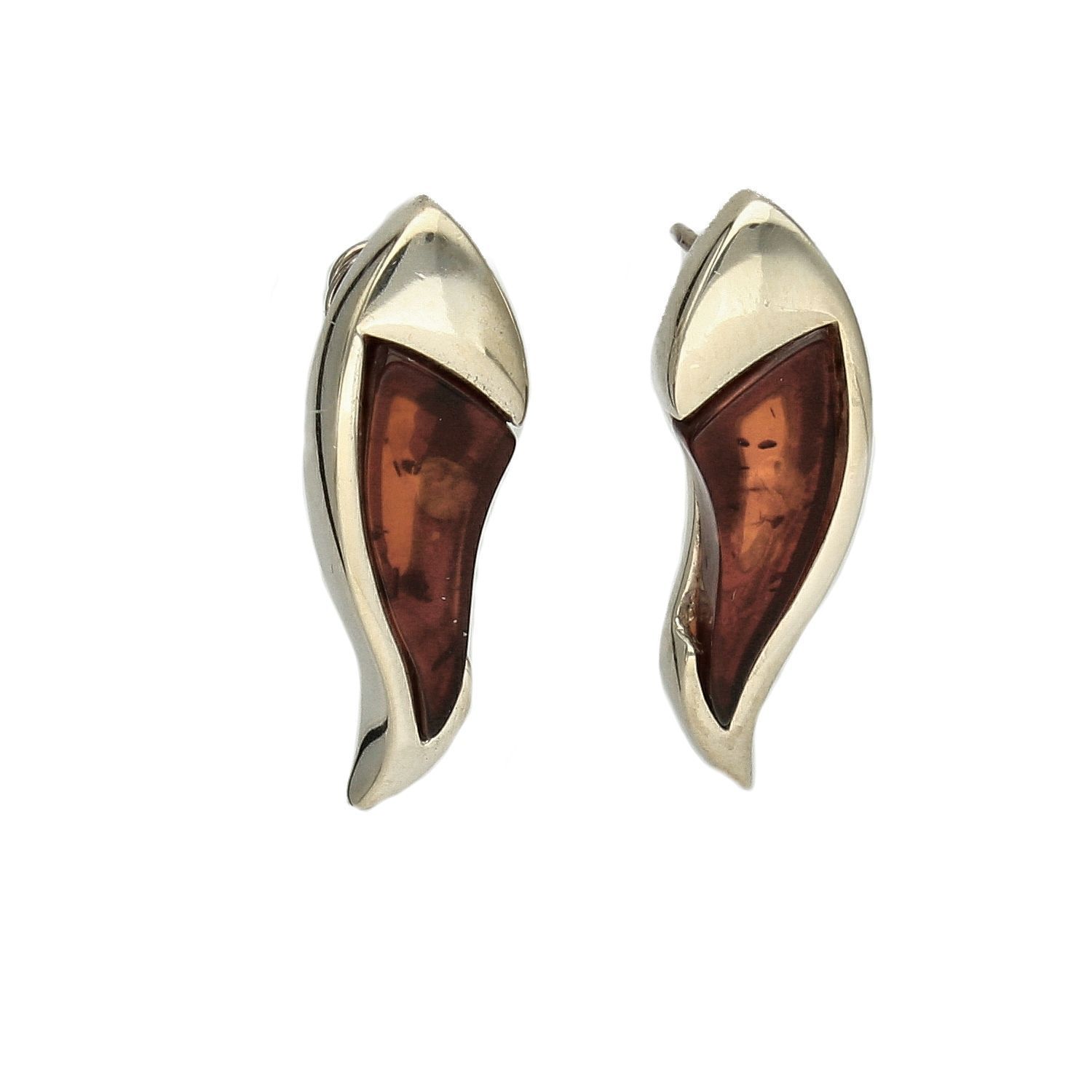 Srebrne kolczyki sztyfty wiszące z bursztynem DIA-KLC-2573-925.jpg