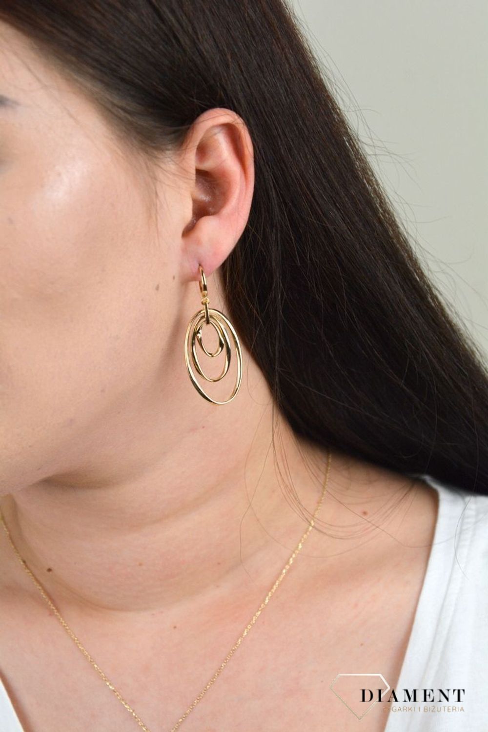 Złote kolczyki wiszące 'Złączone koła' DIA-KLC-257LUC--585.jpg
