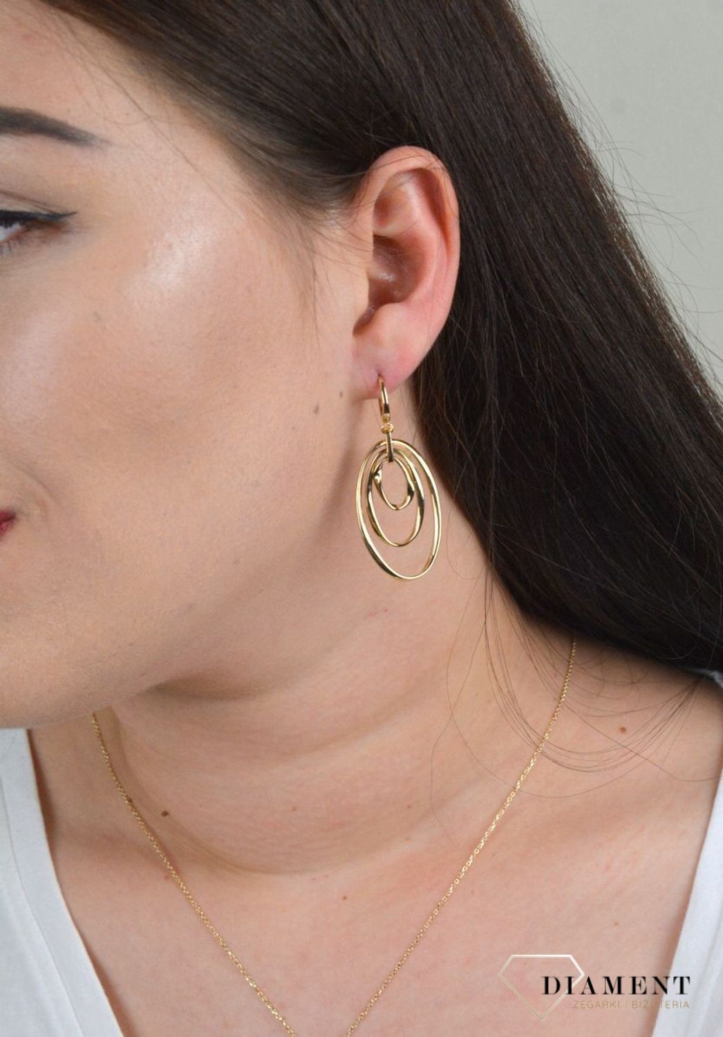 Złote kolczyki wiszące 'Złączone koła' DIA-KLC-257LUC--585.jpg