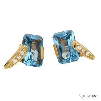 Złote kolczyki Diament 585 z dużą niebieską cyrkonią DIA-KLC-2590-585 ✓ Kolczyki złote w Sklepie z Biżuterią zegarki-diament.pl✓.jpg